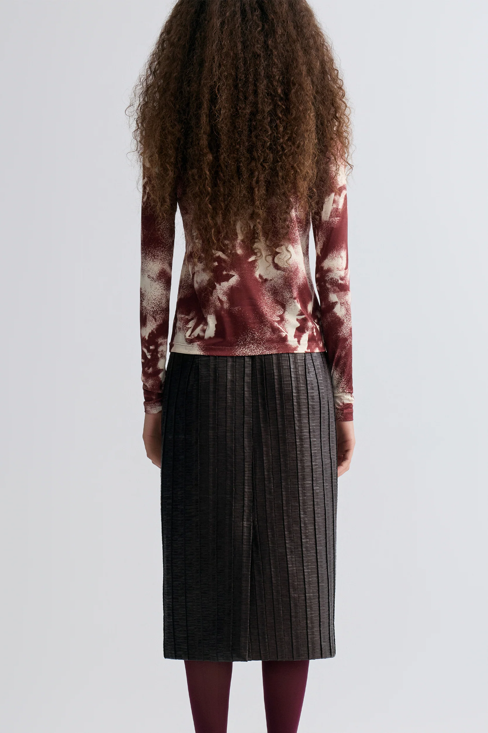 Abstract Art Long Sleeve Turtleneck Top Cranberry - Image 2