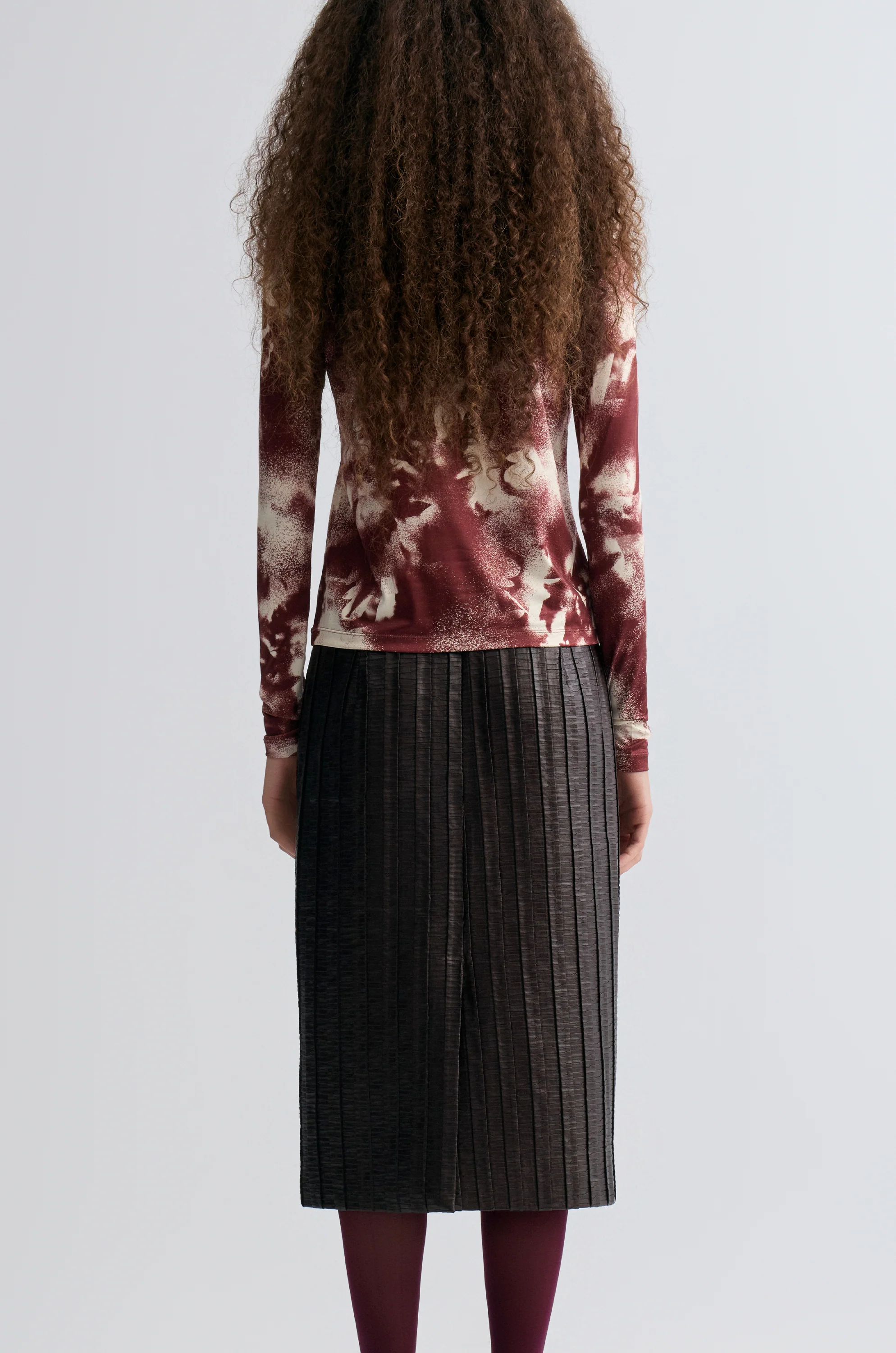 Abstract Art Long Sleeve Turtleneck Top Cranberry - Image 5