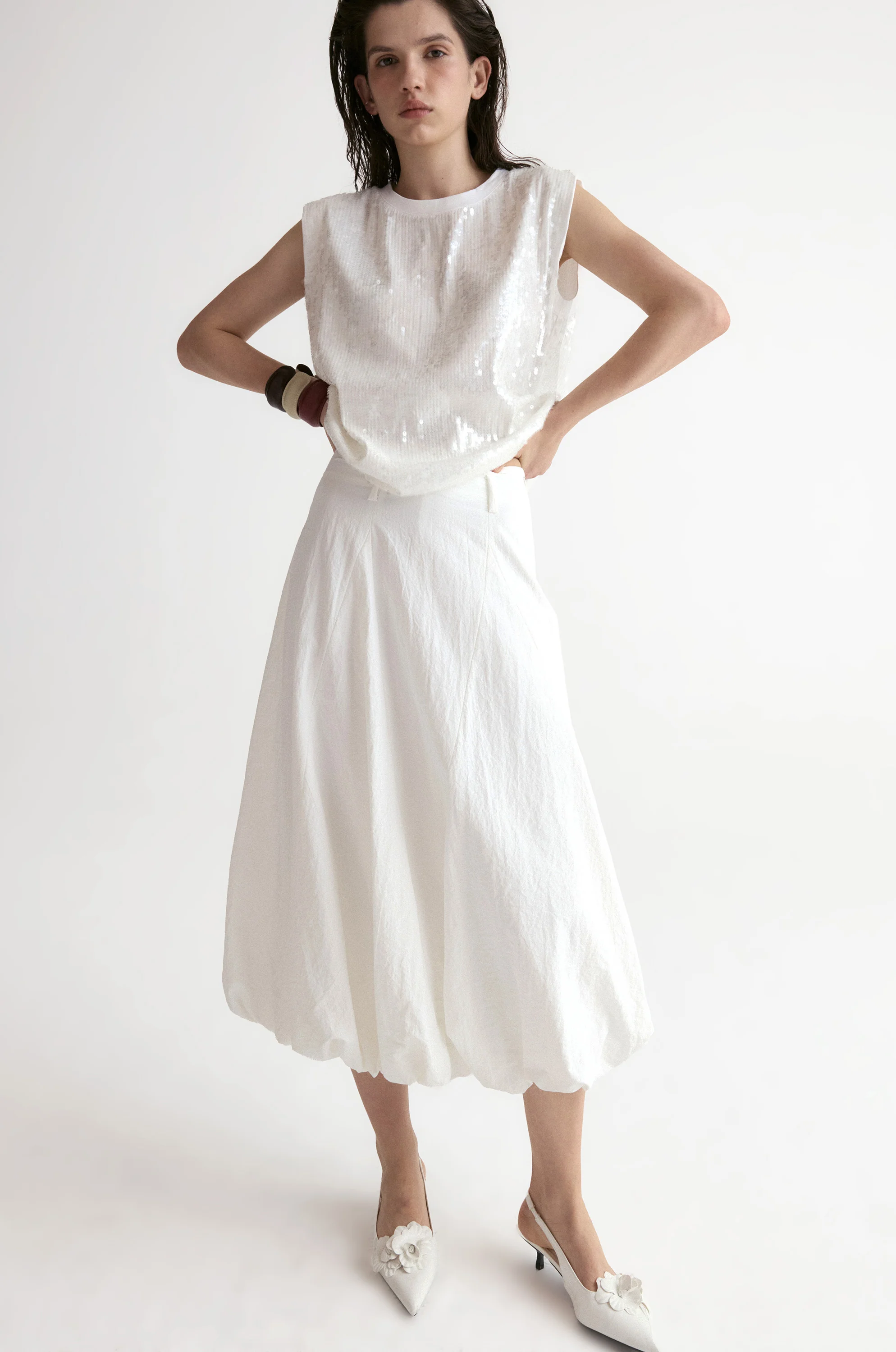 Amalfi Ballon Skirt-White