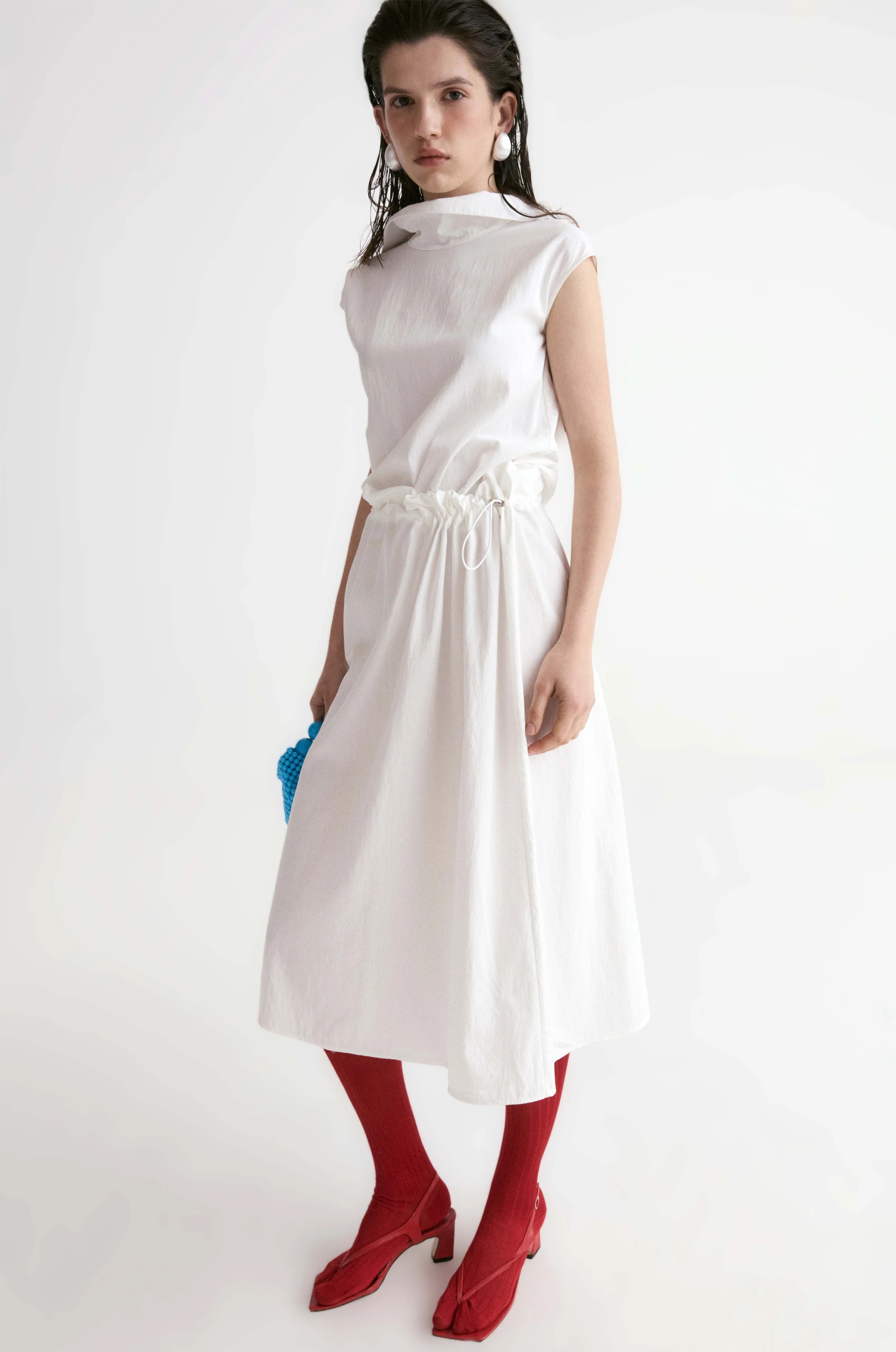 Amalfi Elasticated Dress-White - Image 4
