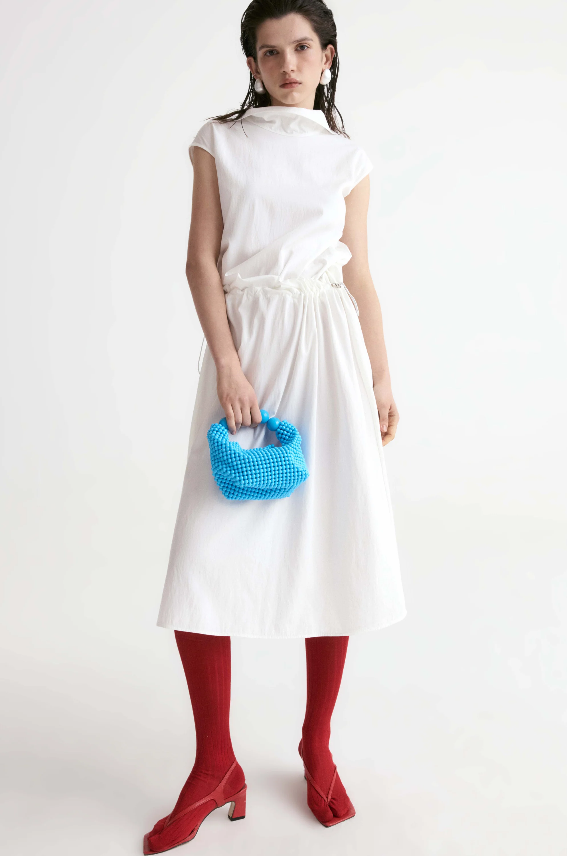 Amalfi Elasticated Dress-White - Image 5