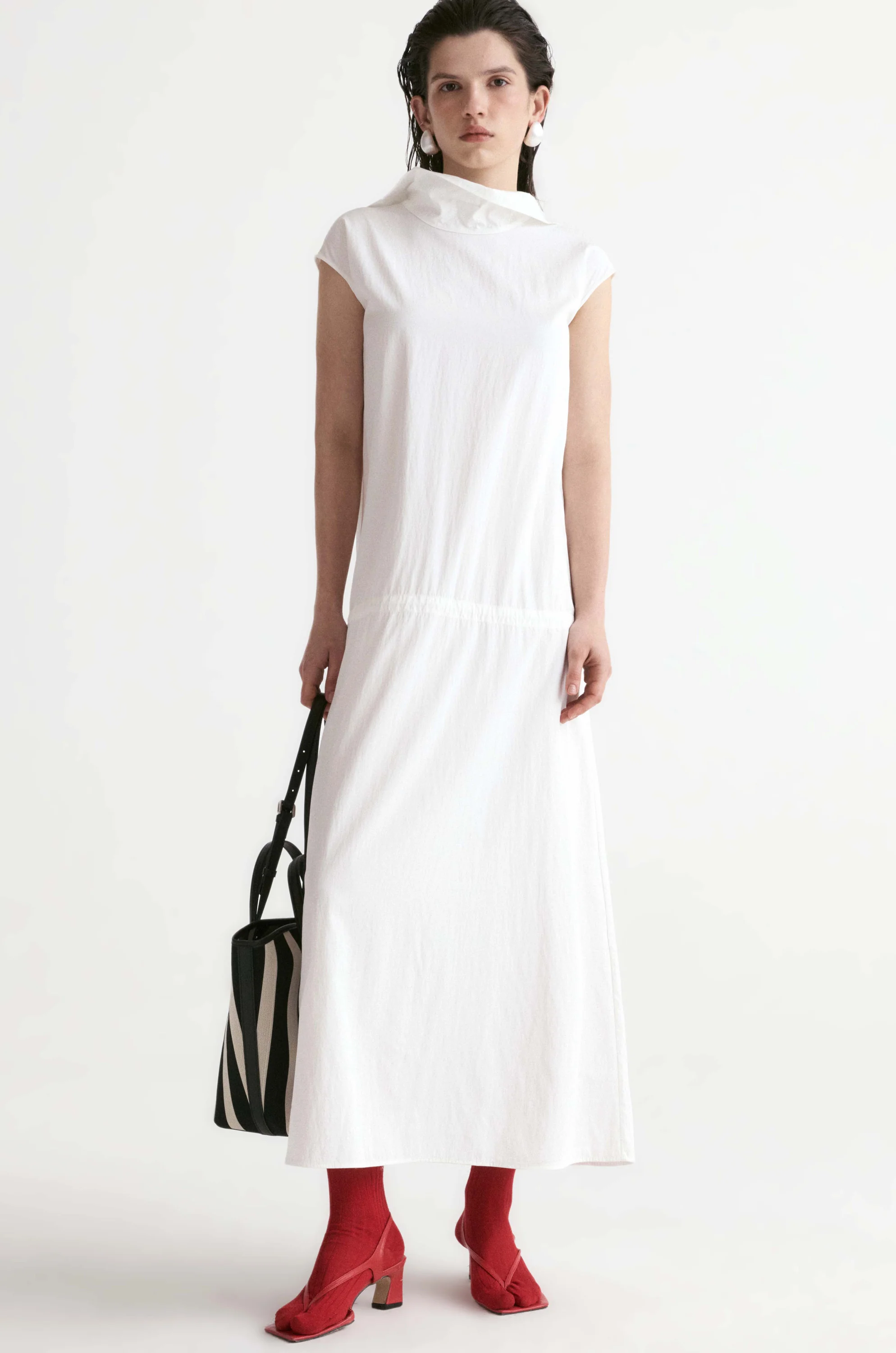 Amalfi Elasticated Dress-White - Image 7