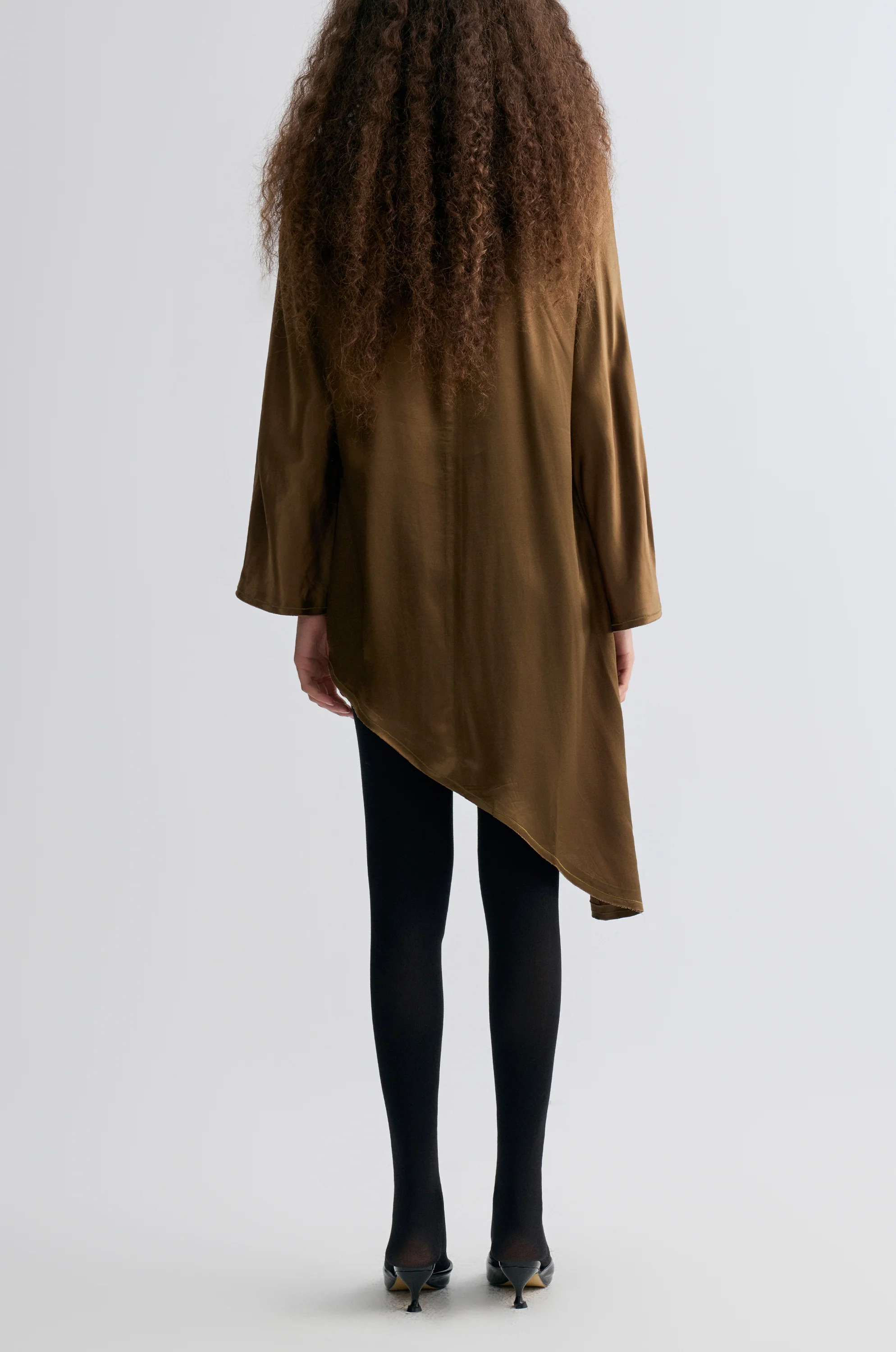 Asymmetric Slouch-neck Blouse Brown - Image 4