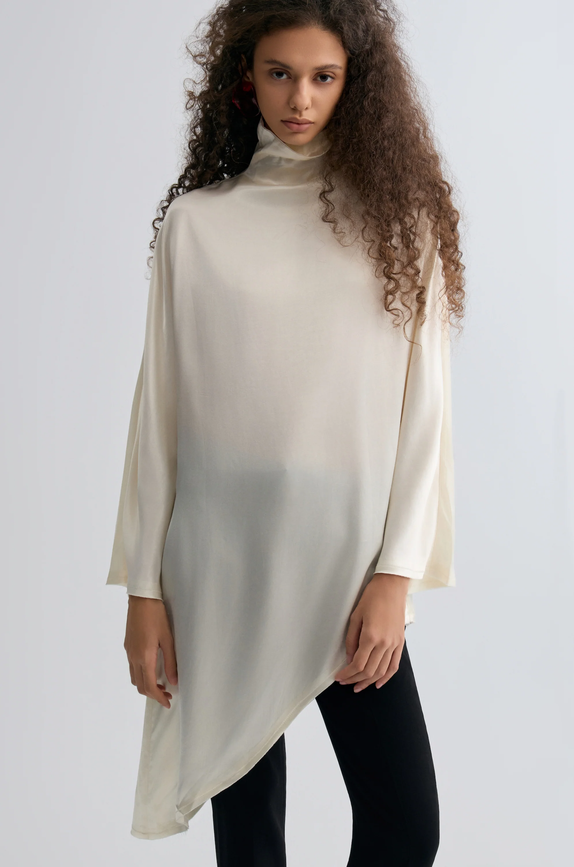 Asymmetric Slouch-neck Blouse Cream - Image 6