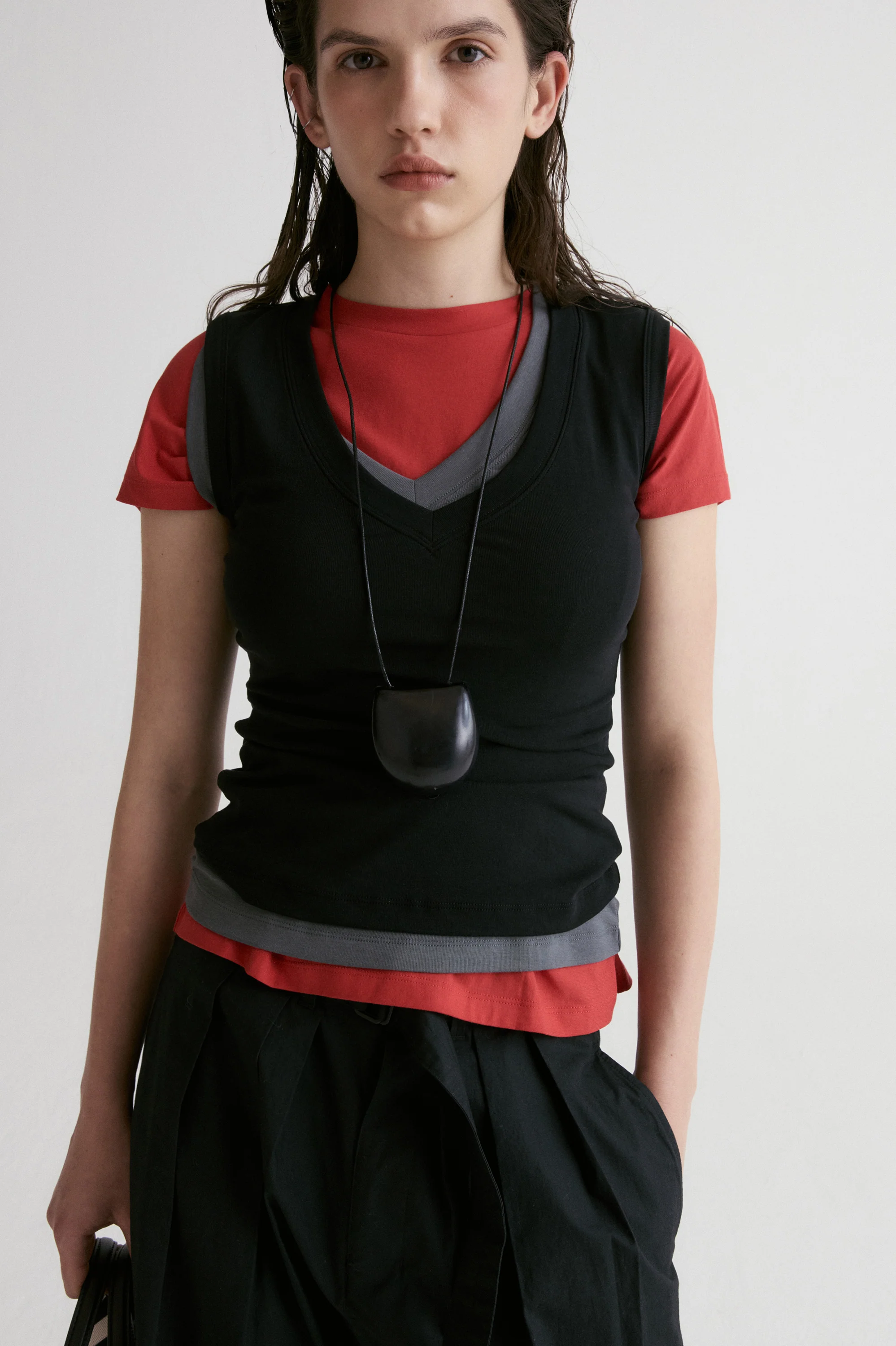Atelier Patina Leather Necklace-Black - Image 5