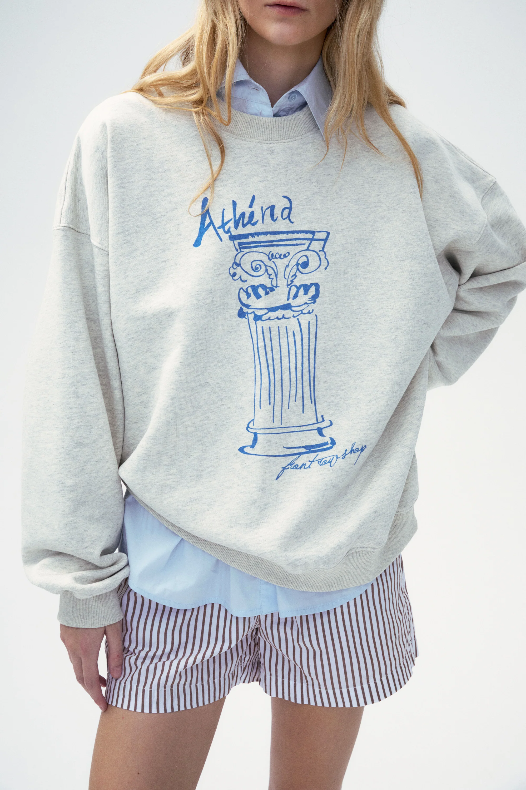 “Bon voyage” Sweatshirt Capsule Series – “Meet the Goddess” Greek Pillar Sweatshirt - Sapphire blue - Image 7