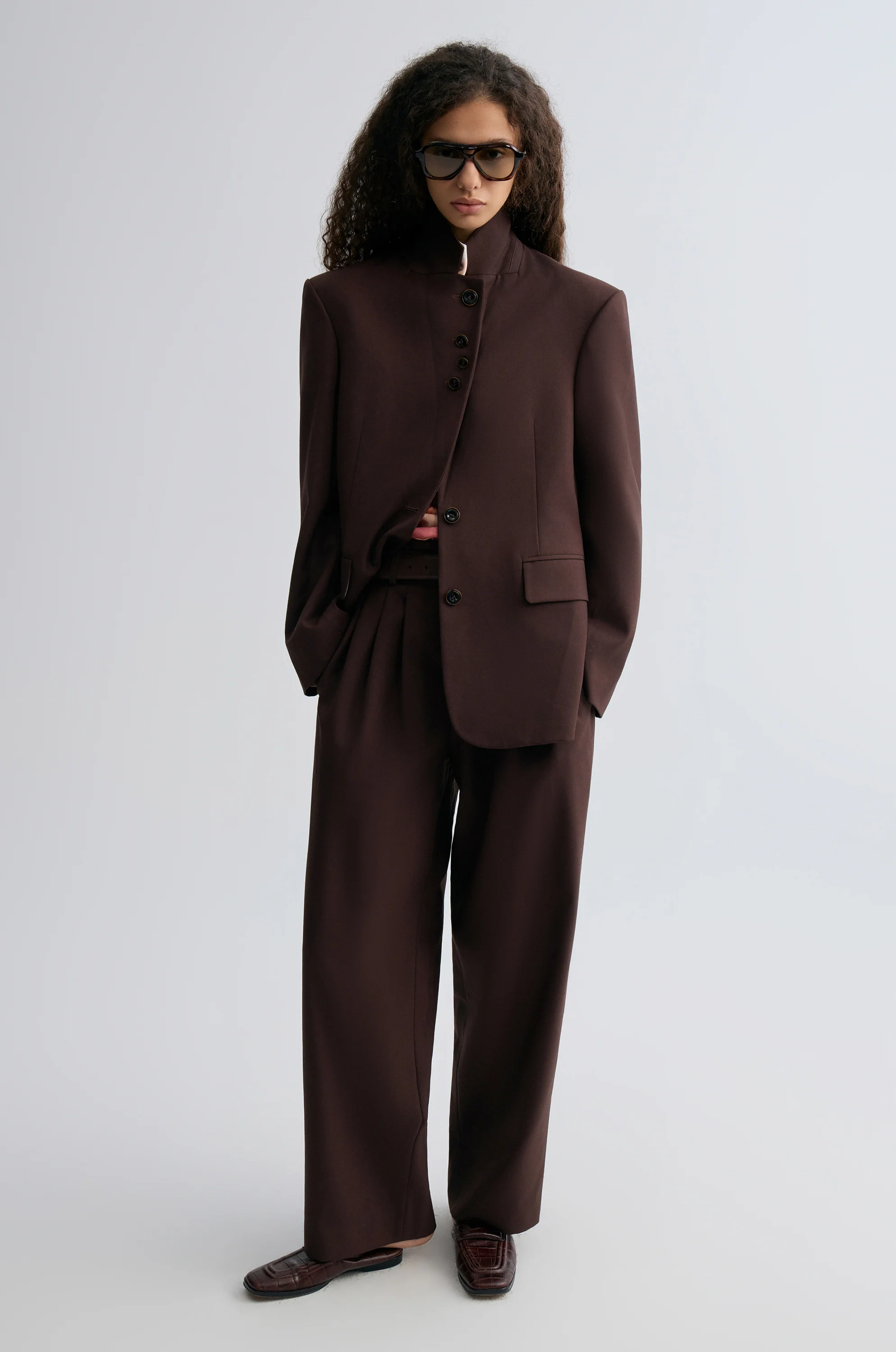 Boxy Single-Breasted Blazer Almandine - Image 4