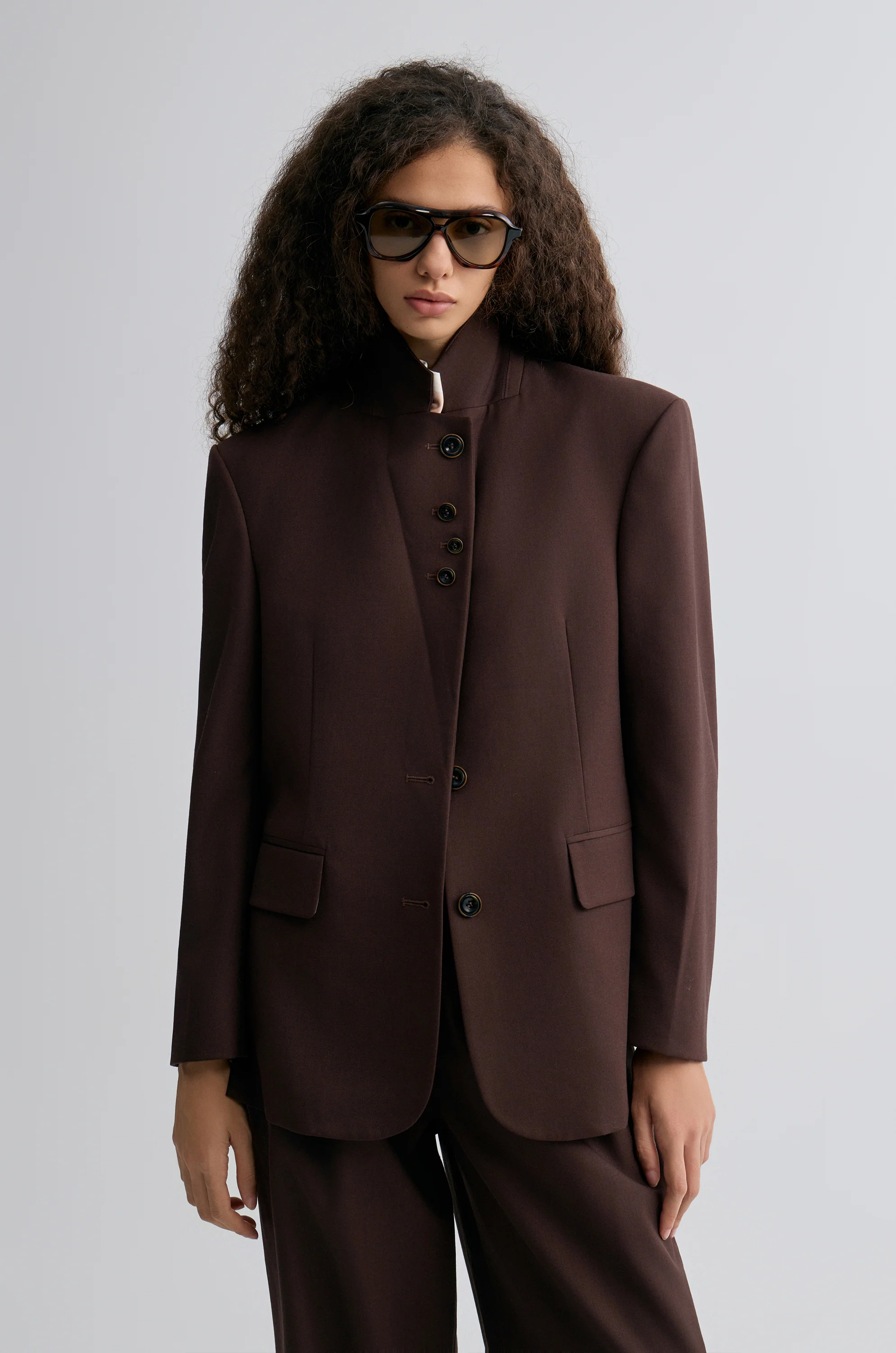 Boxy Single-Breasted Blazer Almandine - Image 8