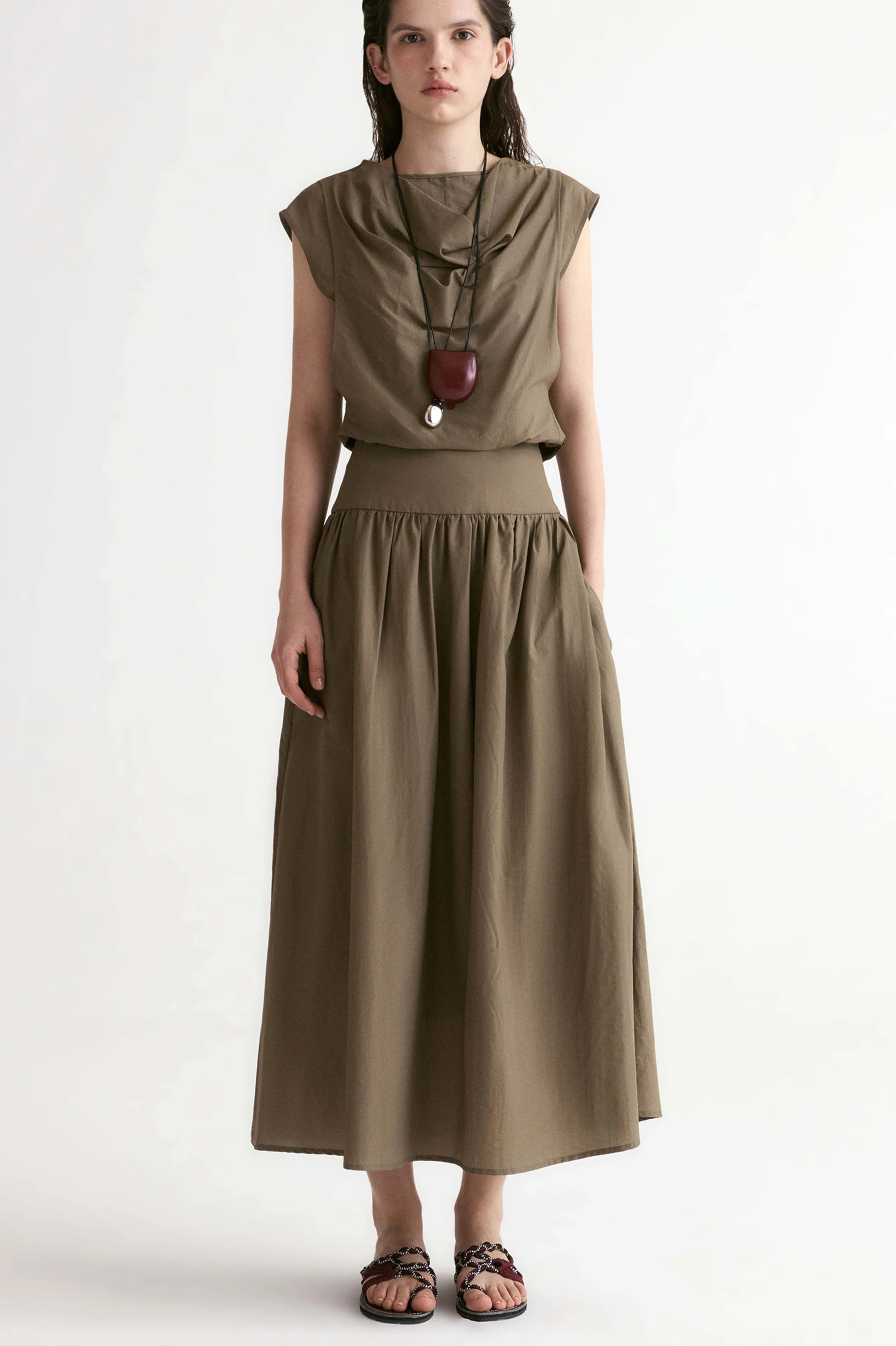 Breeze Soft Collar Blouse-Olive