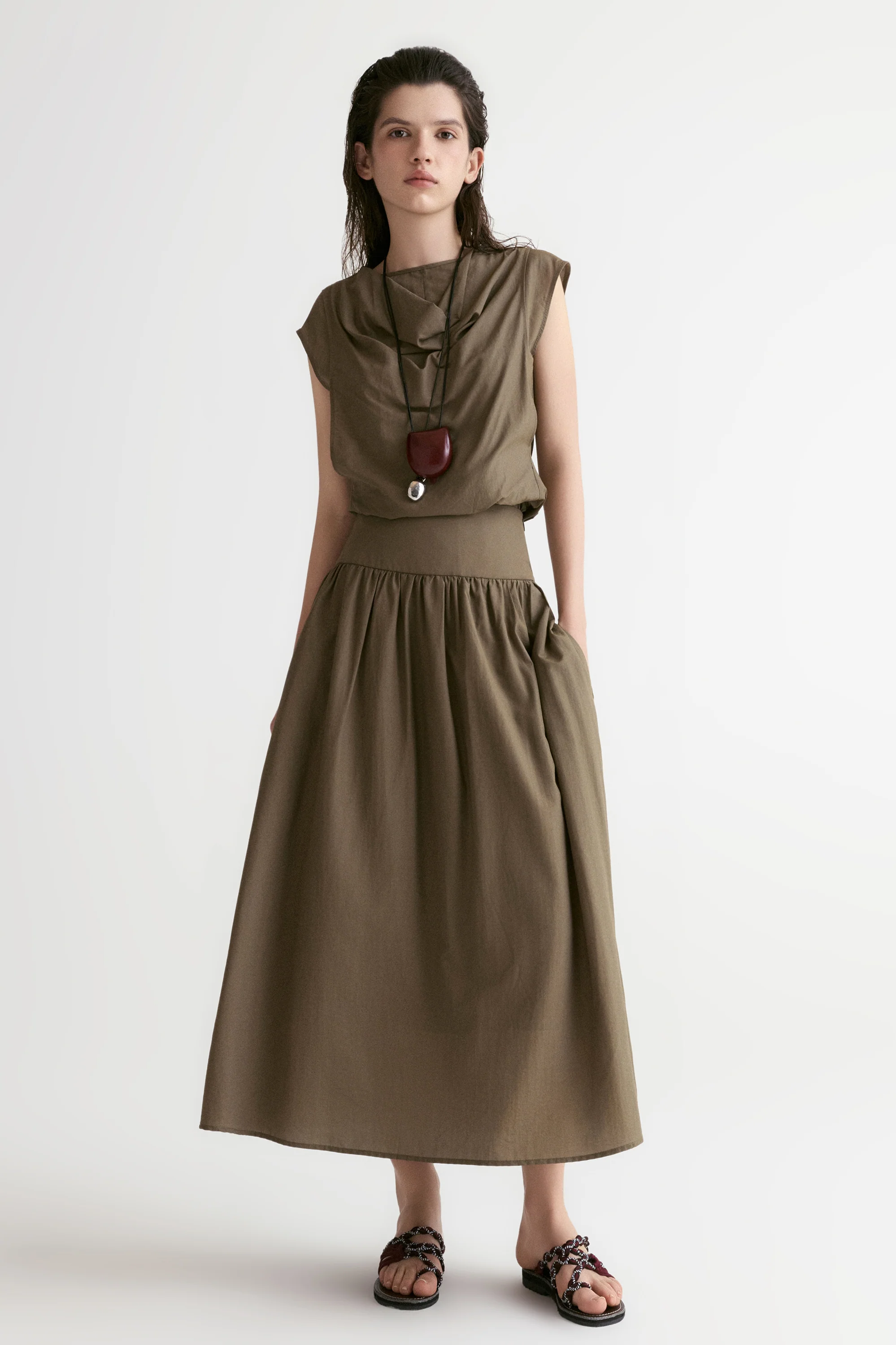 Breeze Soft Collar Blouse-Olive - Image 3