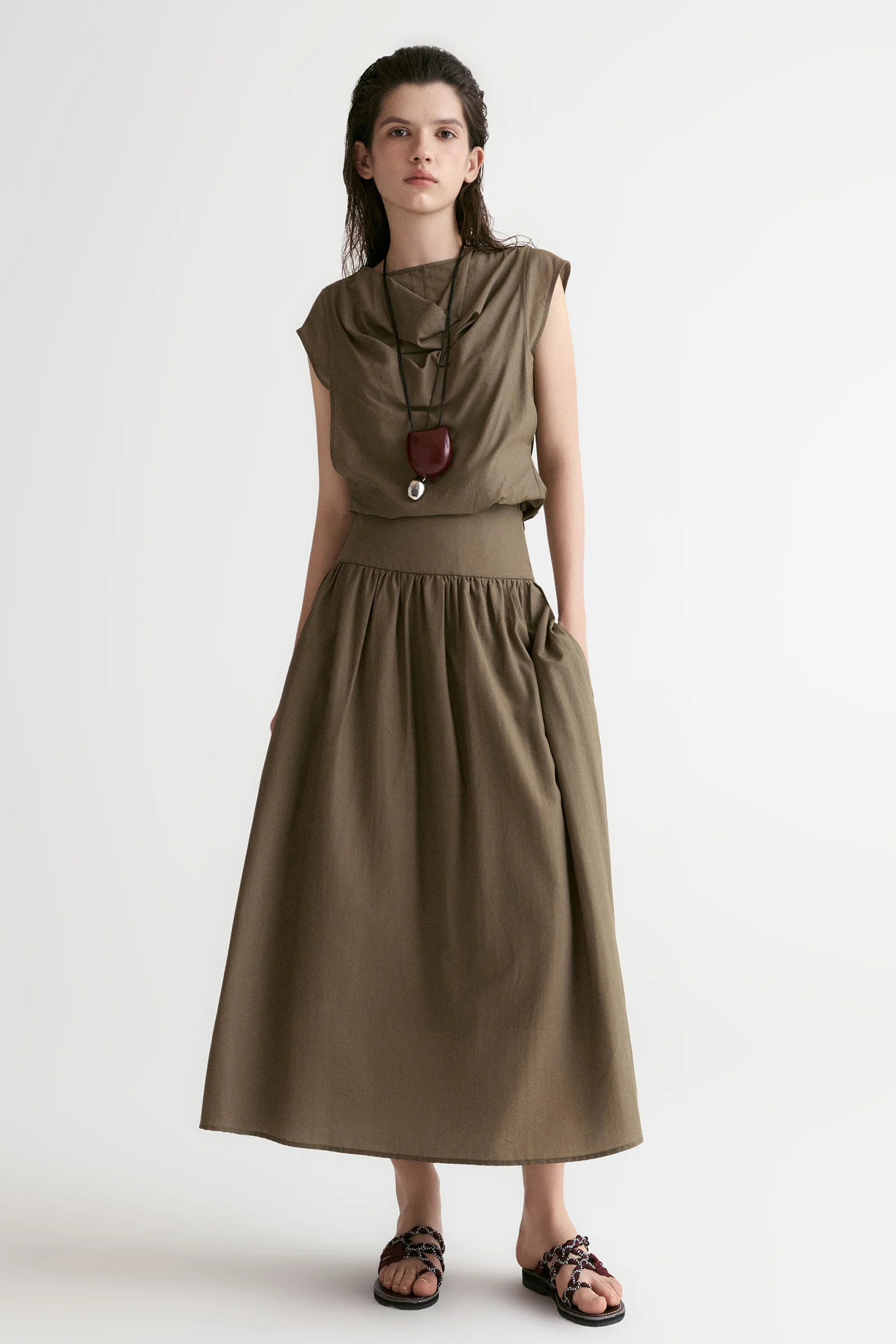 Breeze Soft Collar Blouse-Olive - Image 5