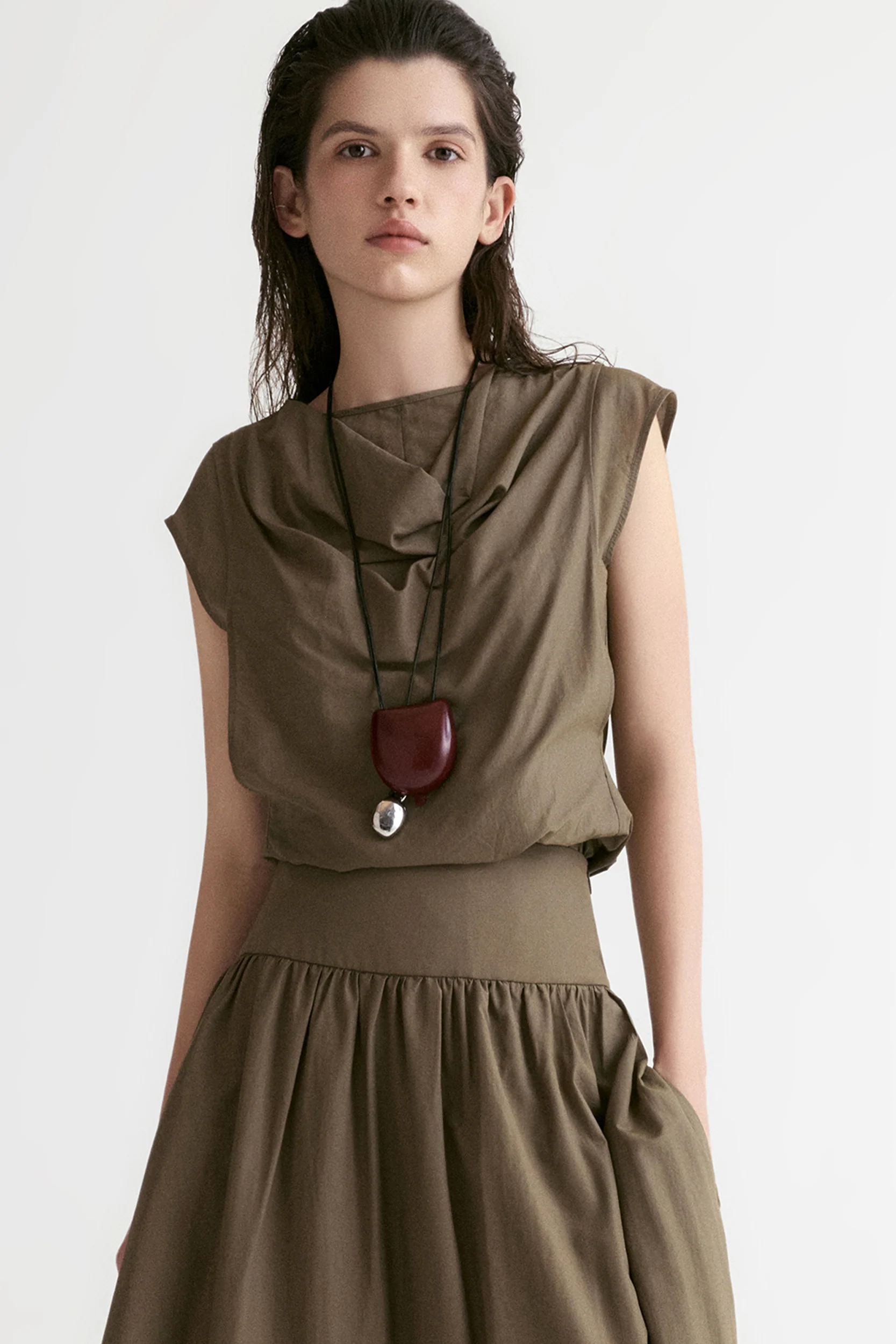 Breeze Soft Collar Blouse-Olive - Image 6