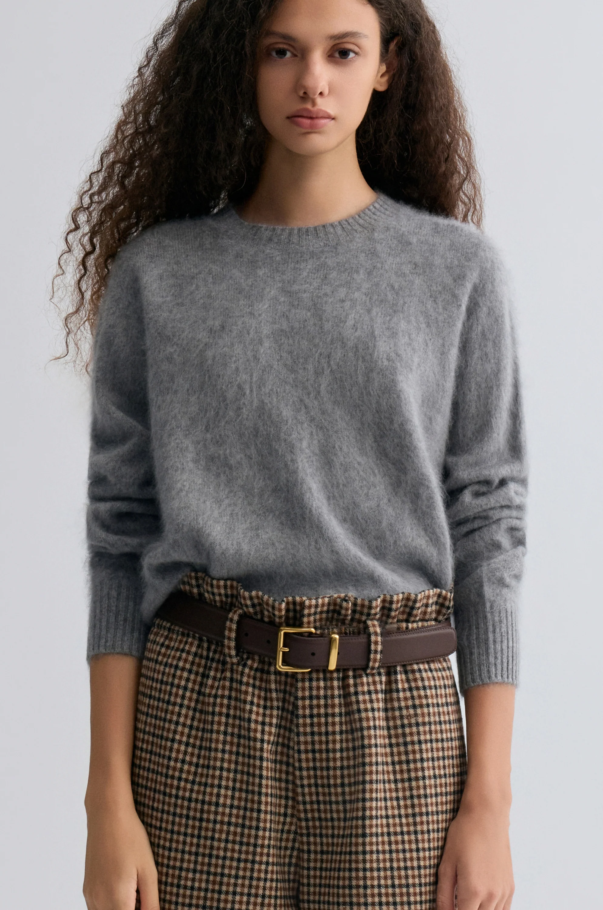 Buttery Boxy Brushed Wool Sweater Grey - Image 3