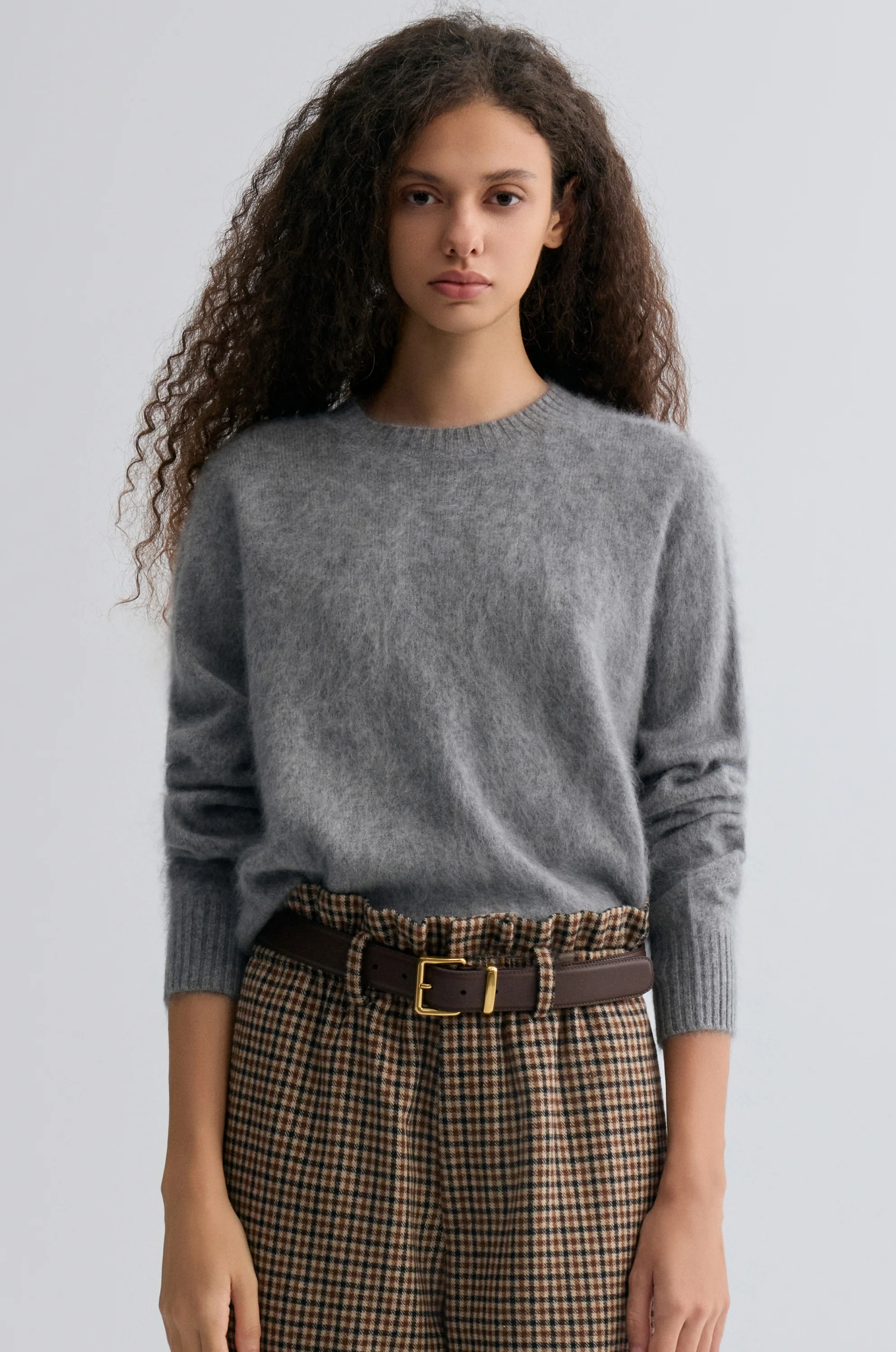Buttery Boxy Brushed Wool Sweater Grey - Image 4