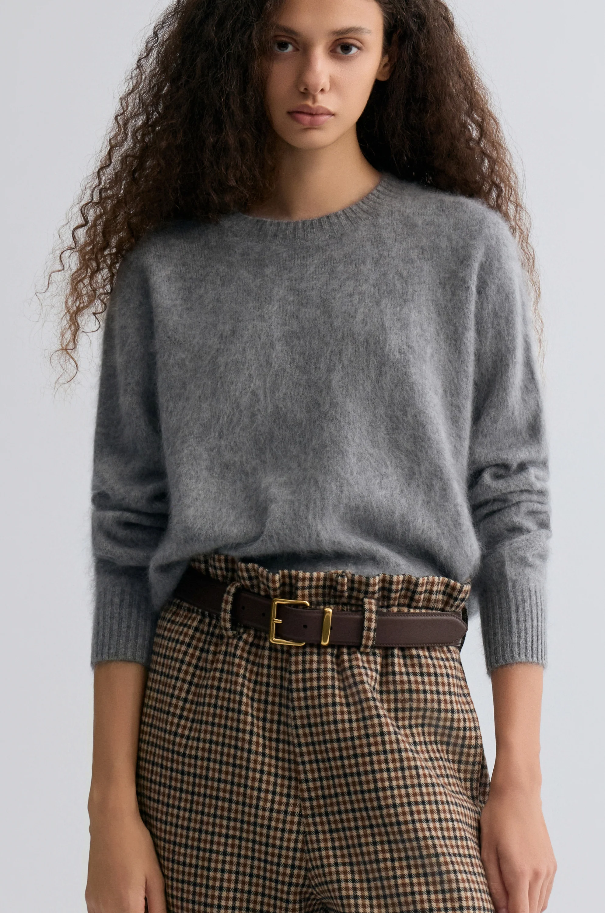 Buttery Boxy Brushed Wool Sweater Grey - Image 8
