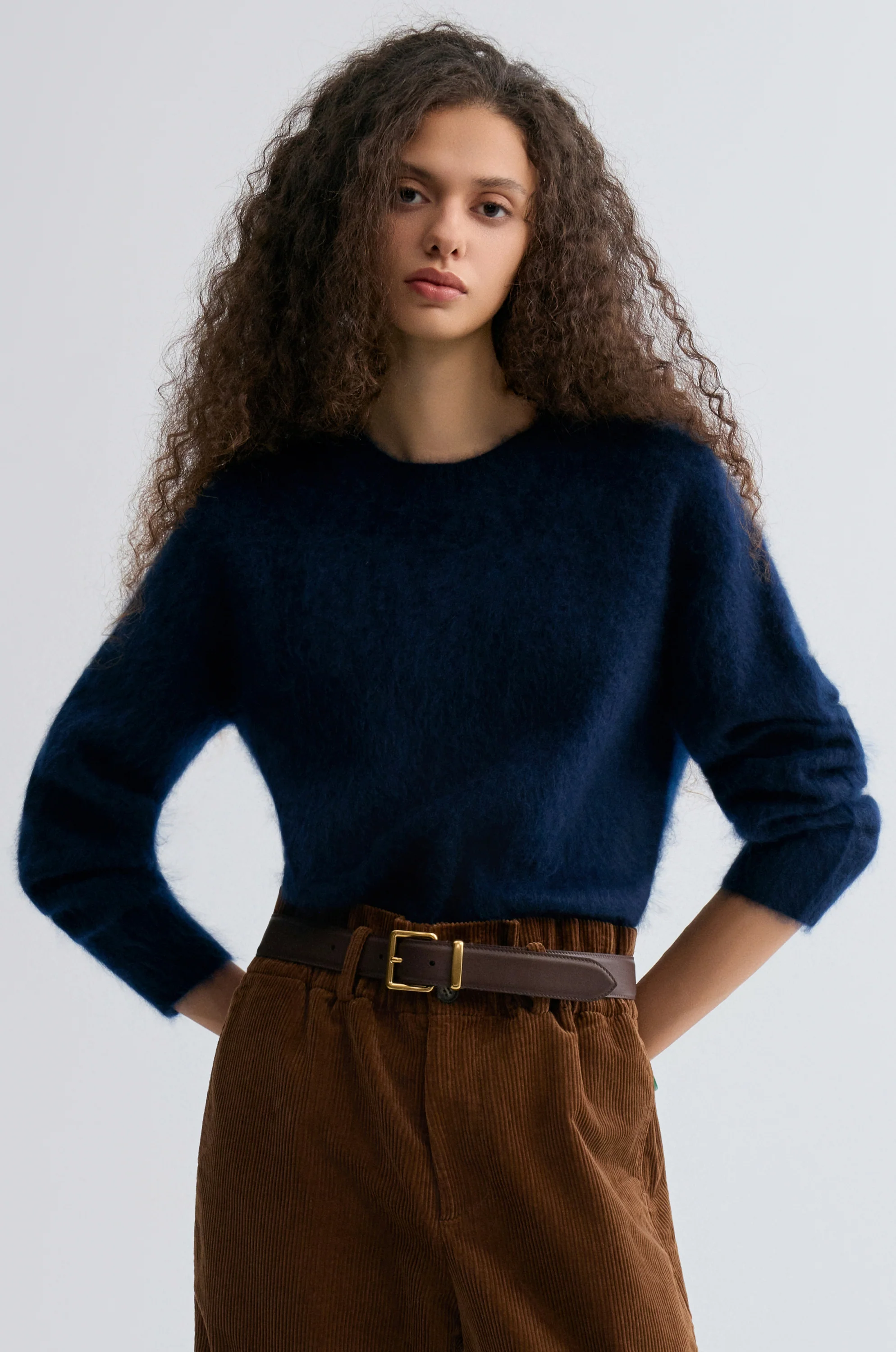 Buttery Boxy Brushed Wool Sweater Navy - Image 5