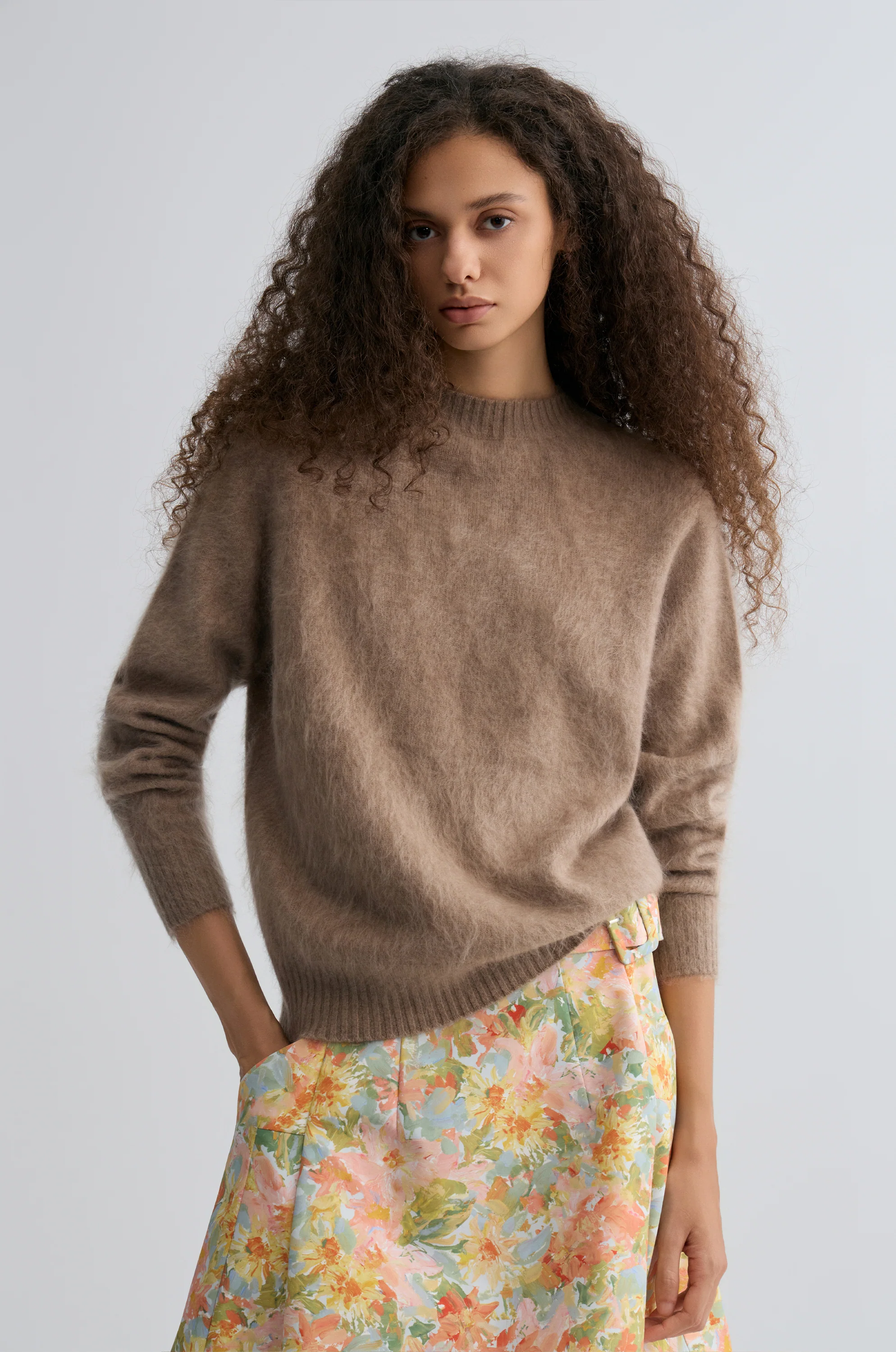 Buttery Boxy Brushed Wool Sweater Truffle Melange - Image 6