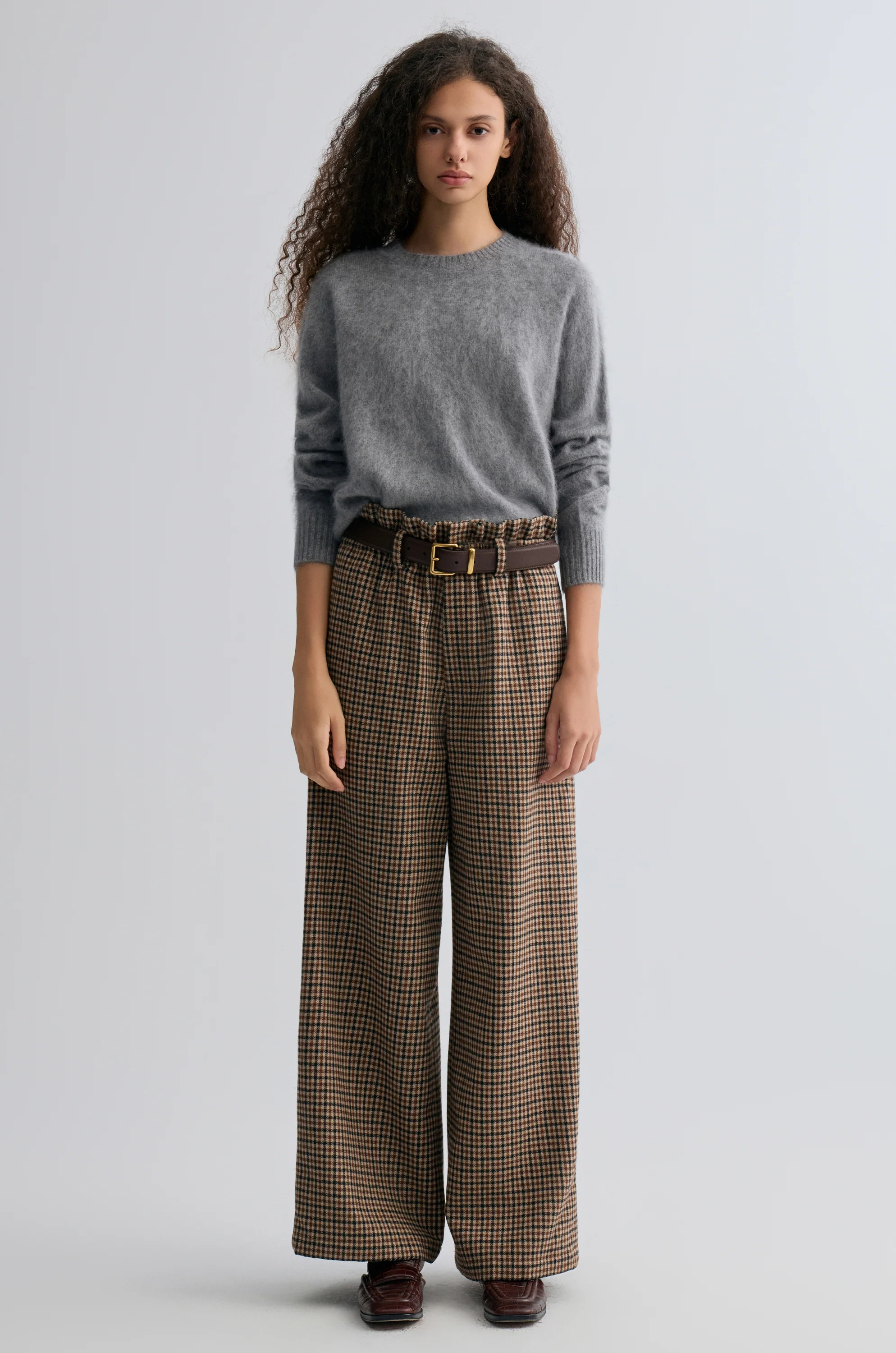 Check Wide-leg Trousers - Image 3