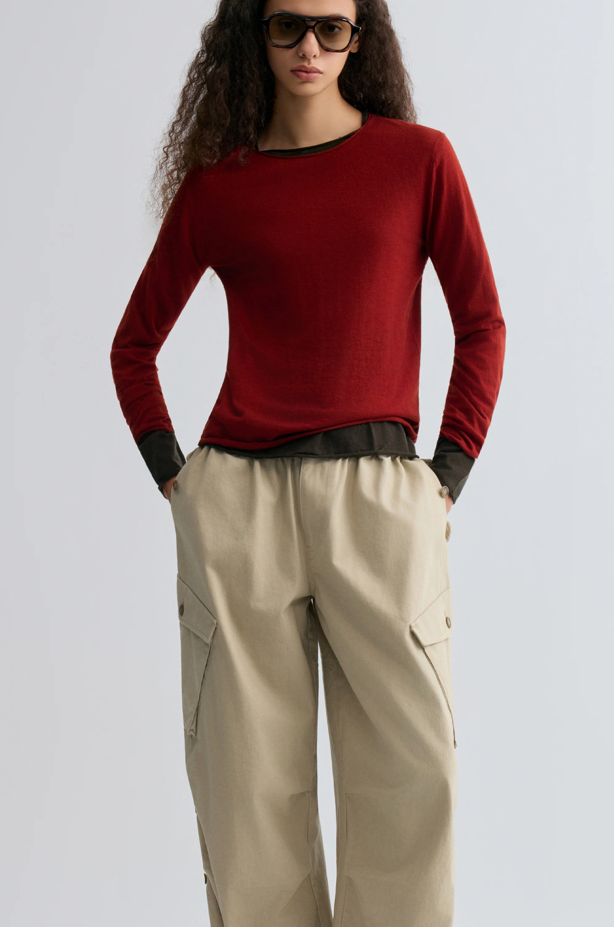 Cloudlike Knit Soft Crewneck Ruby Red - Image 3