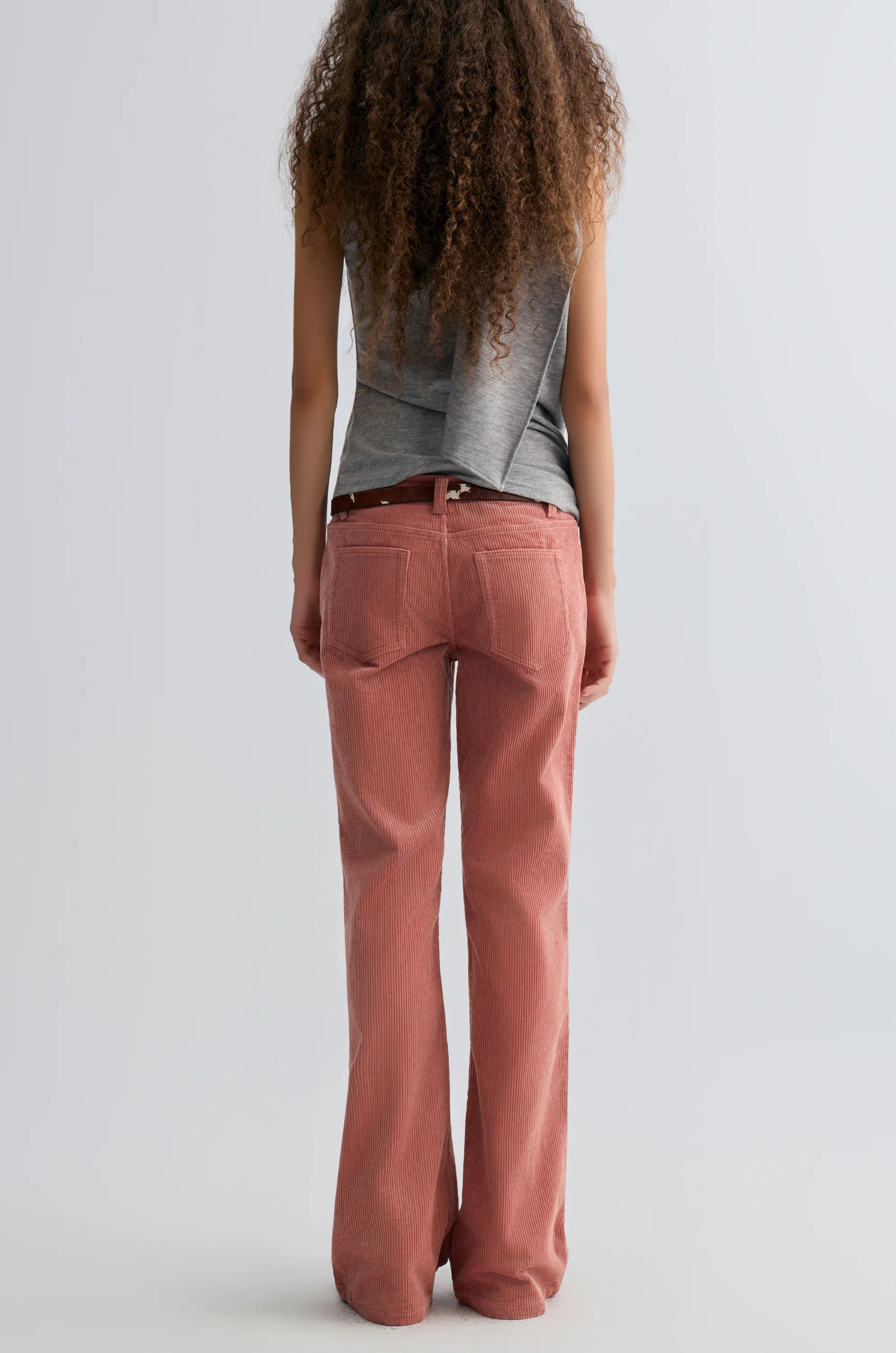 Corduroy Flared Trousers Abobe Rose - Image 5