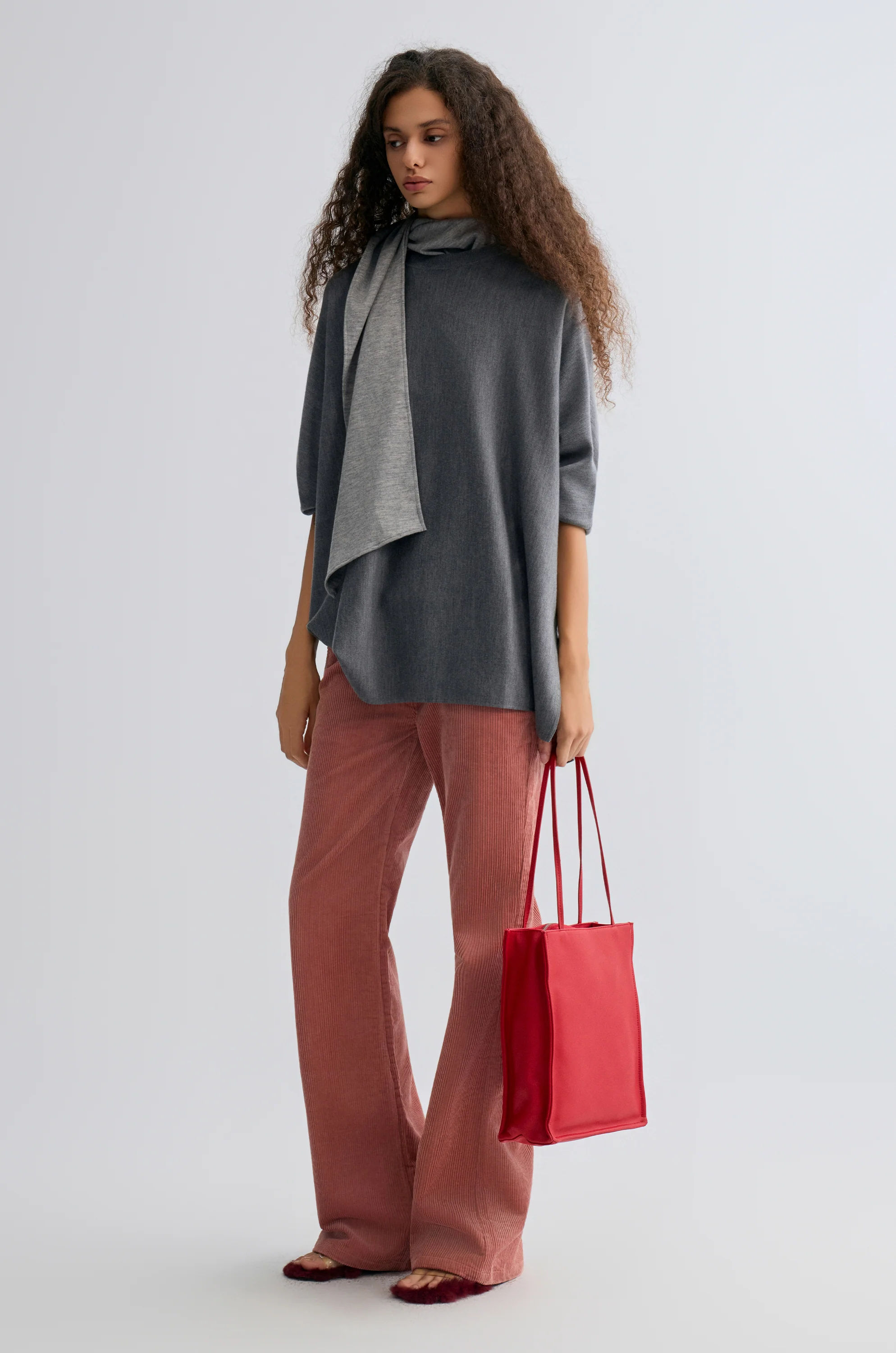 Corduroy Flared Trousers Abobe Rose - Image 6