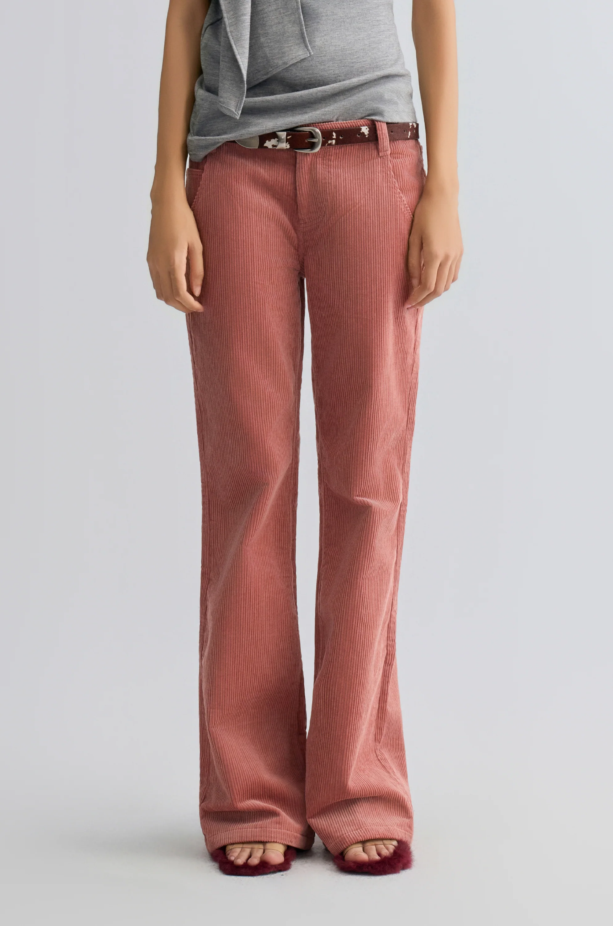 Corduroy Flared Trousers Abobe Rose - Image 7