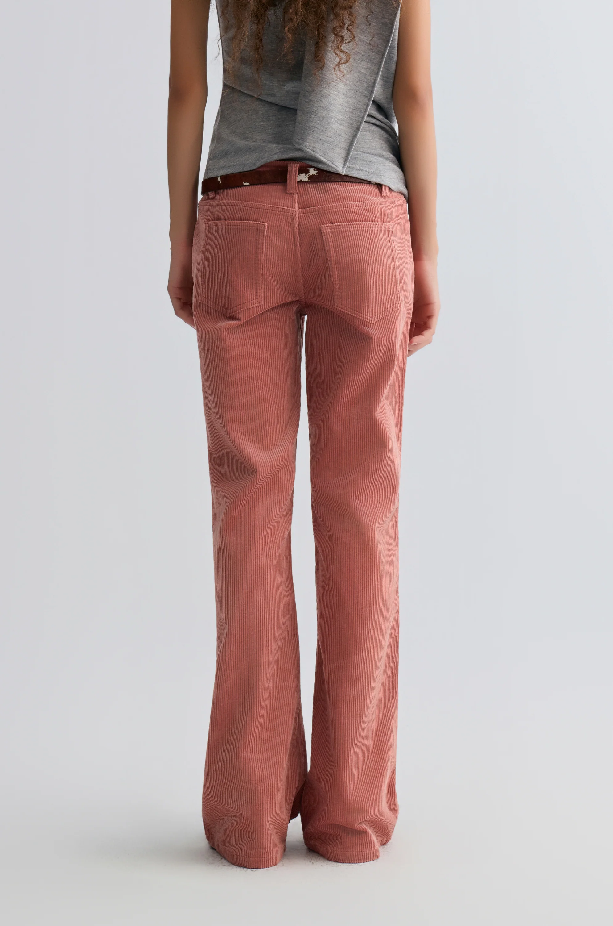 Corduroy Flared Trousers Abobe Rose - Image 8