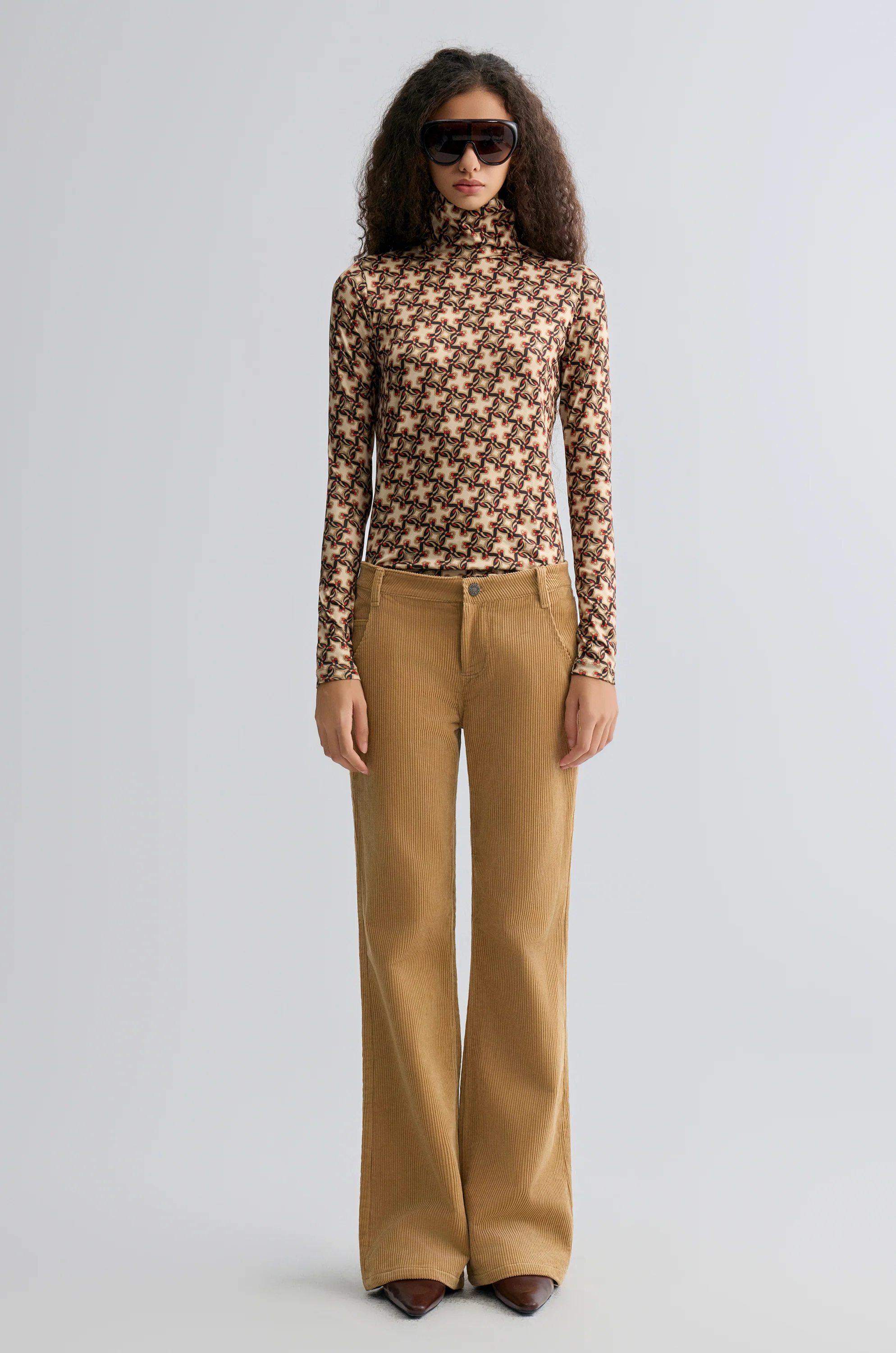 Corduroy Flared Trousers Sand - Image 3