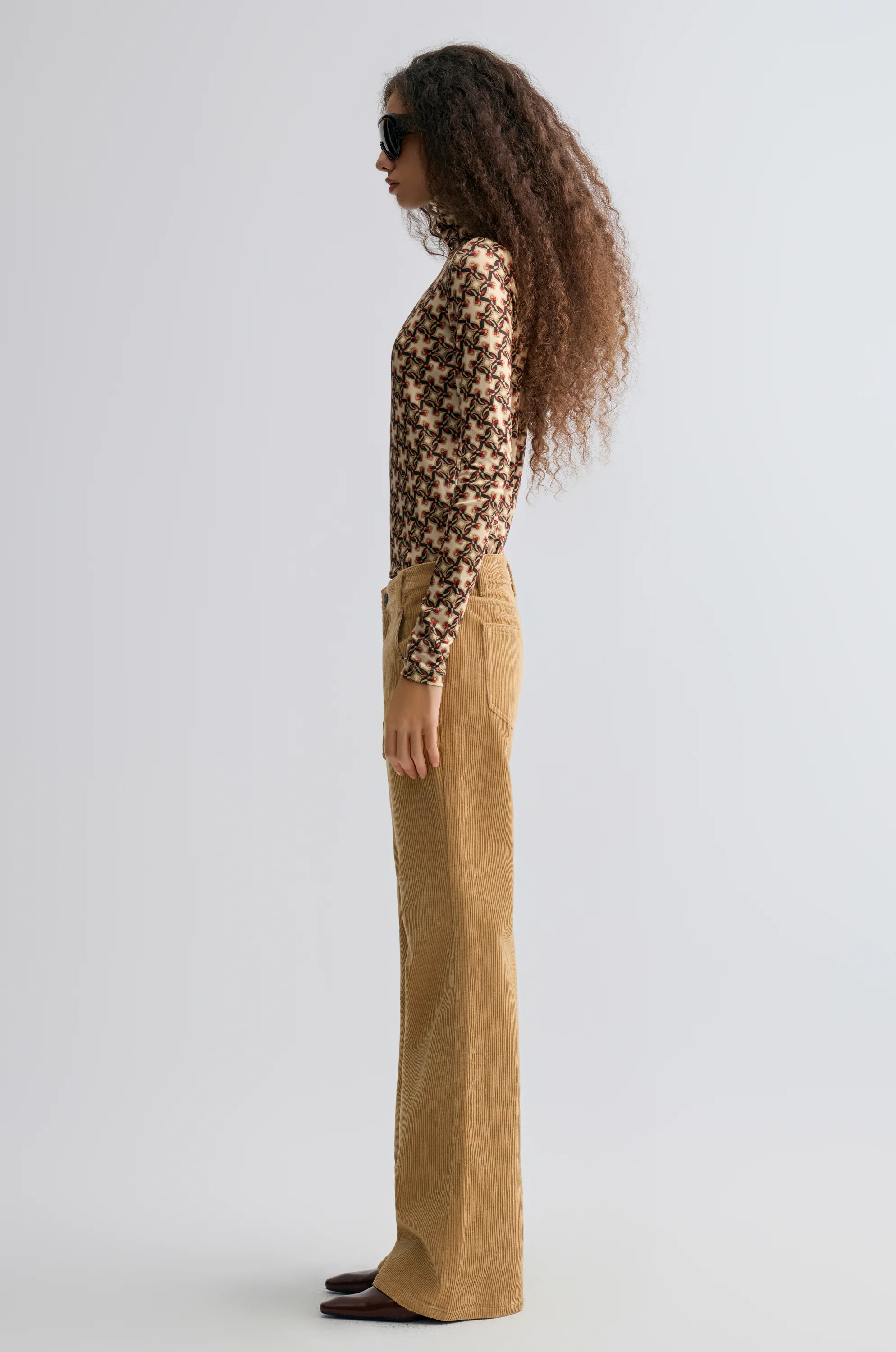 Corduroy Flared Trousers Sand - Image 4