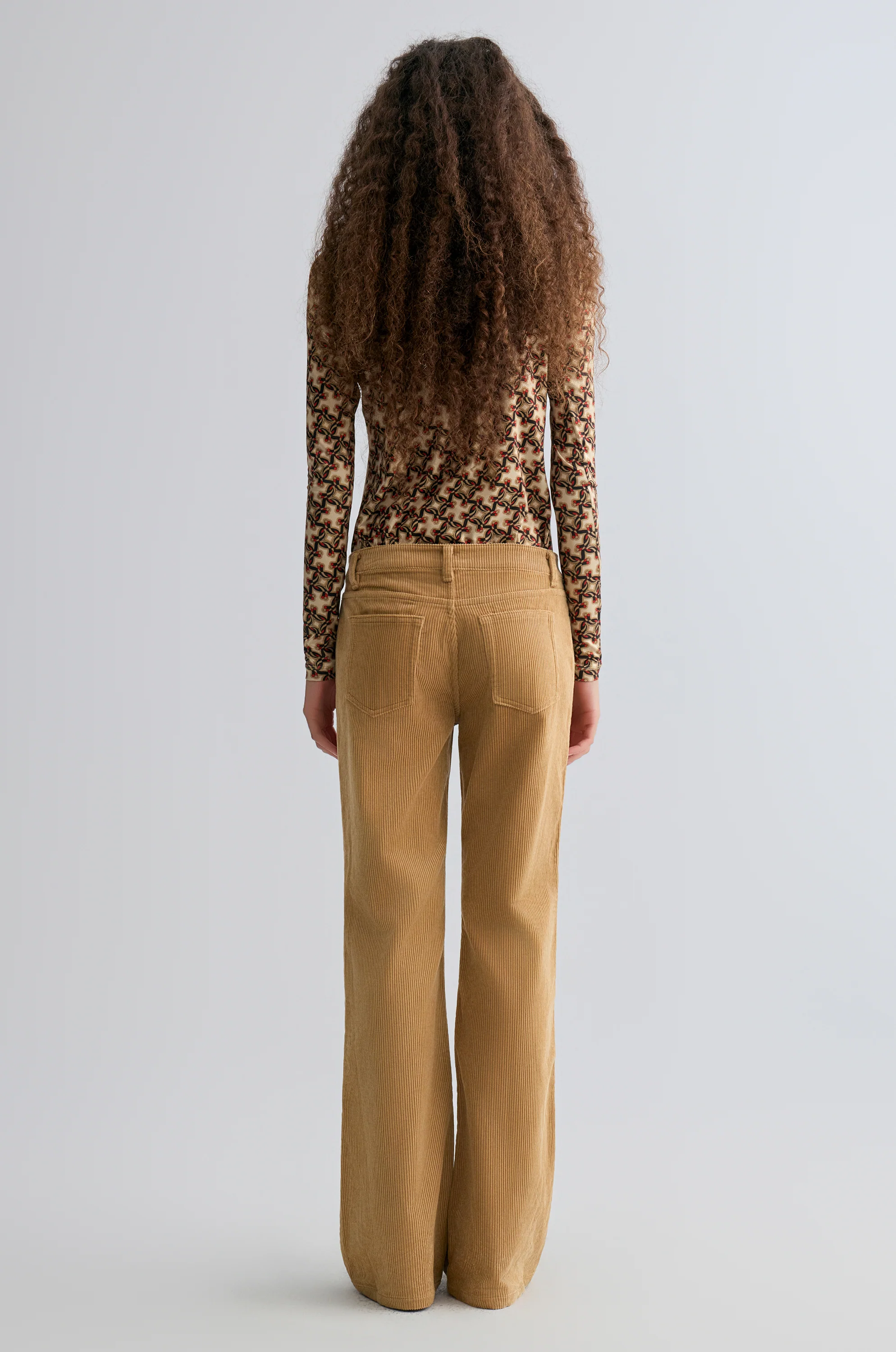 Corduroy Flared Trousers Sand - Image 5
