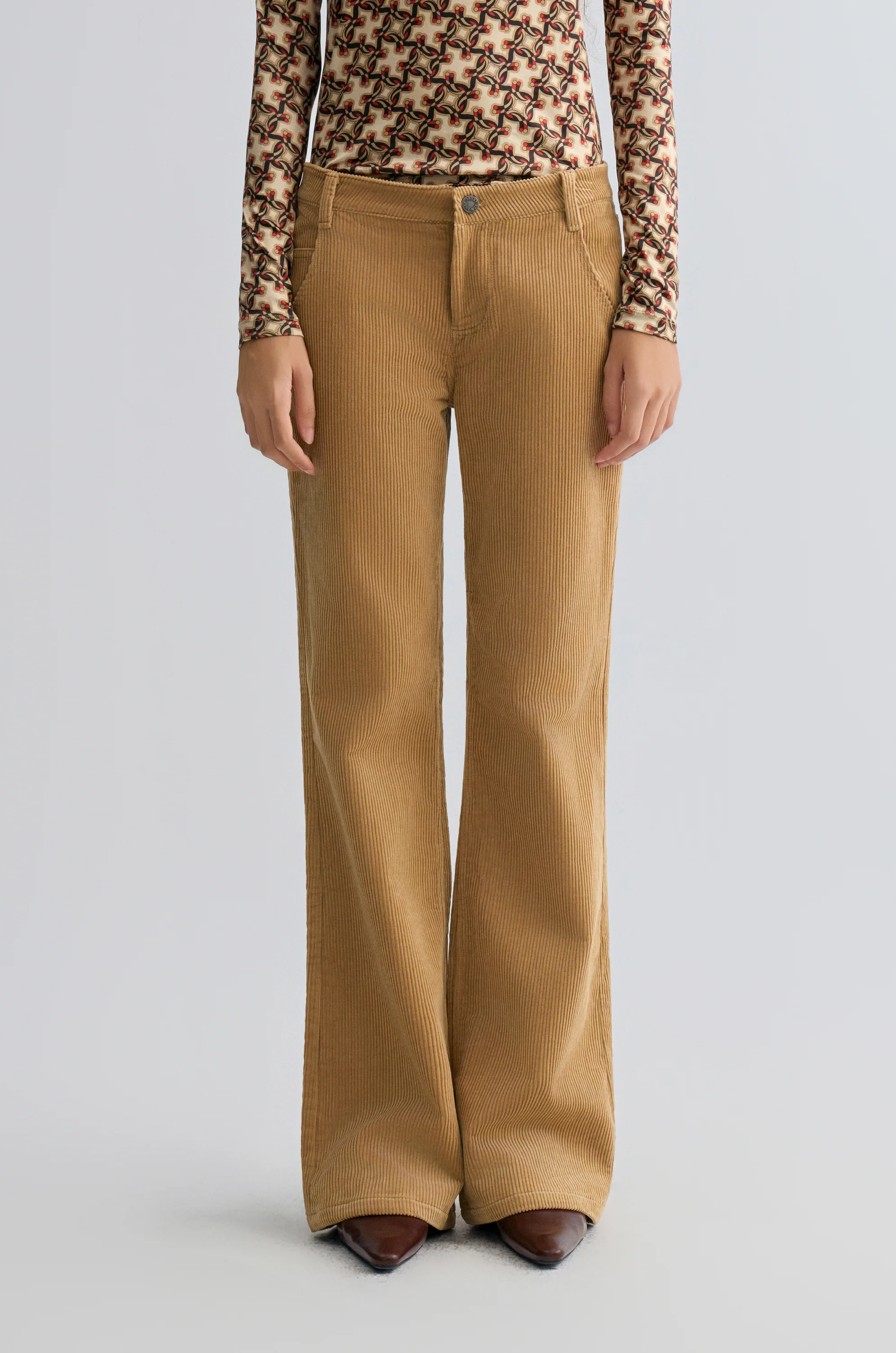 Corduroy Flared Trousers Sand - Image 8