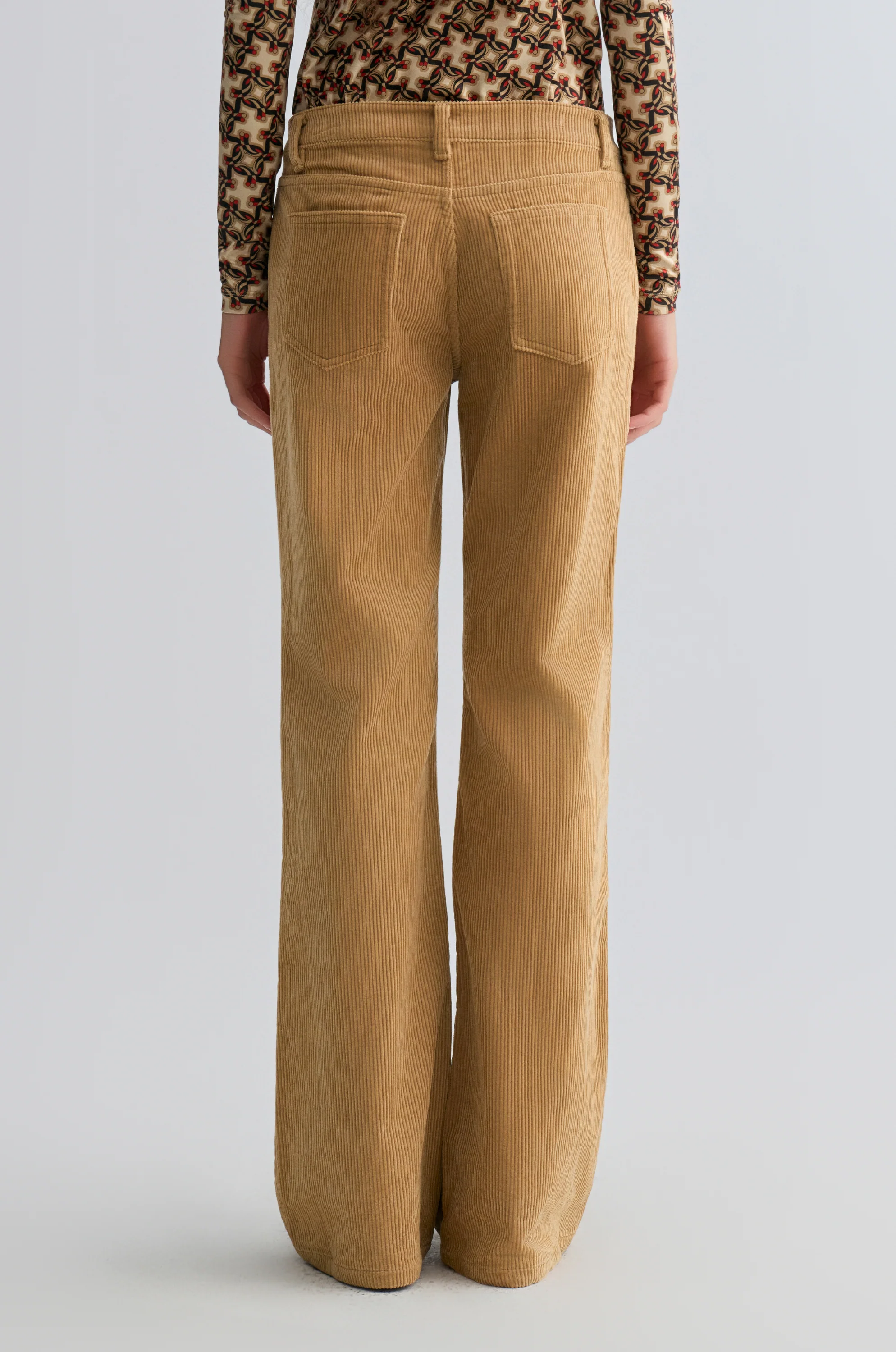 Corduroy Flared Trousers Sand - Image 9