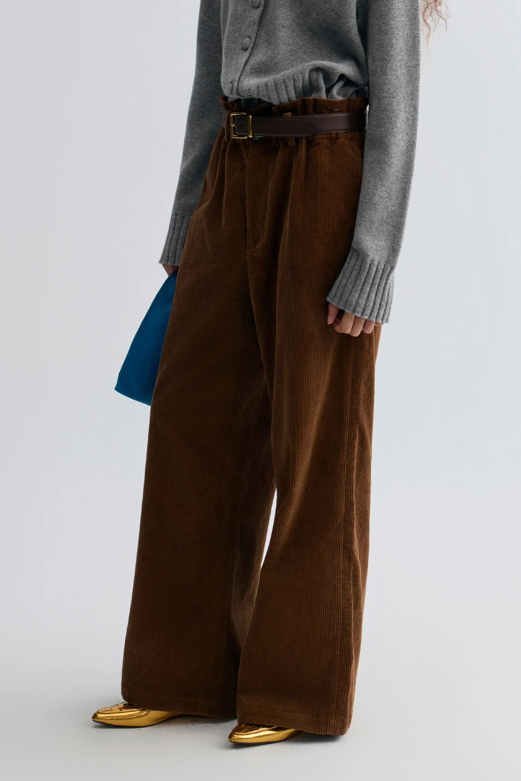 Corduroy Wide-leg Trousers Cocoa Brown - Image 2