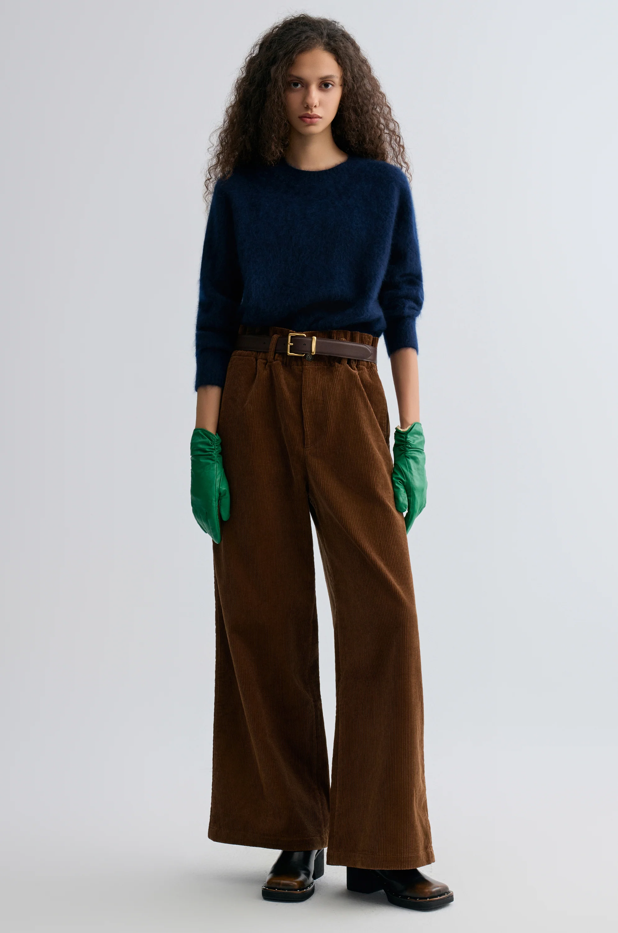 Corduroy Wide-leg Trousers Cocoa Brown - Image 3