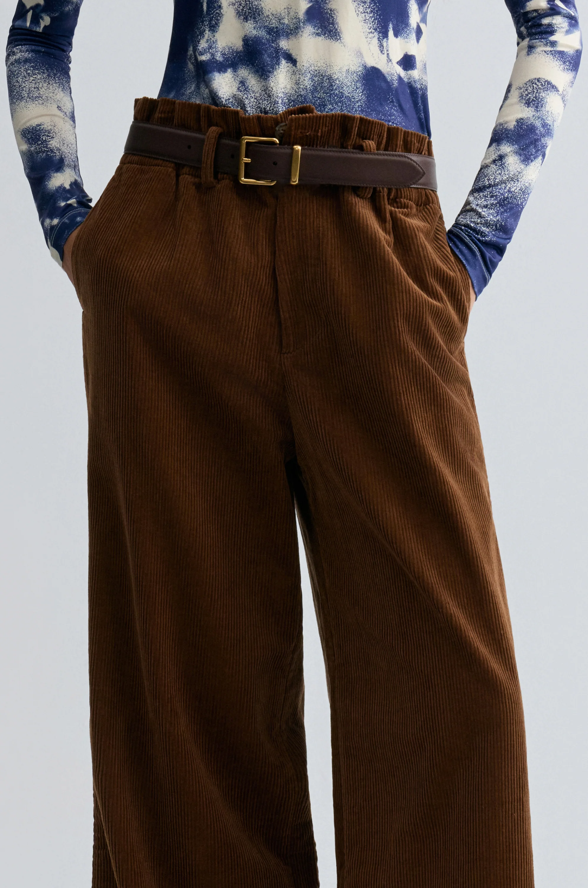 Corduroy Wide-leg Trousers Cocoa Brown - Image 6