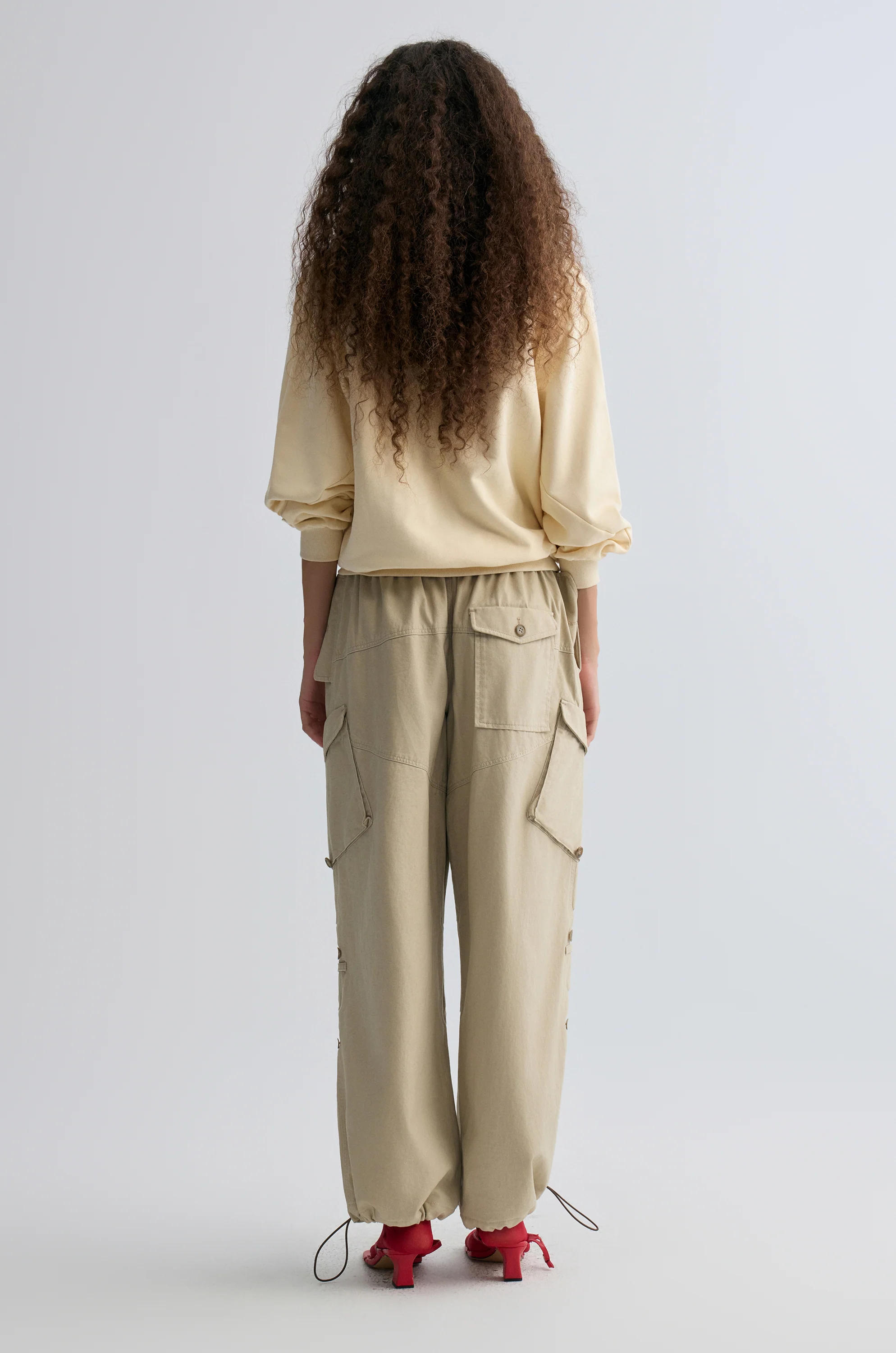 Cotton Panelled Sweater Cream - Image 5