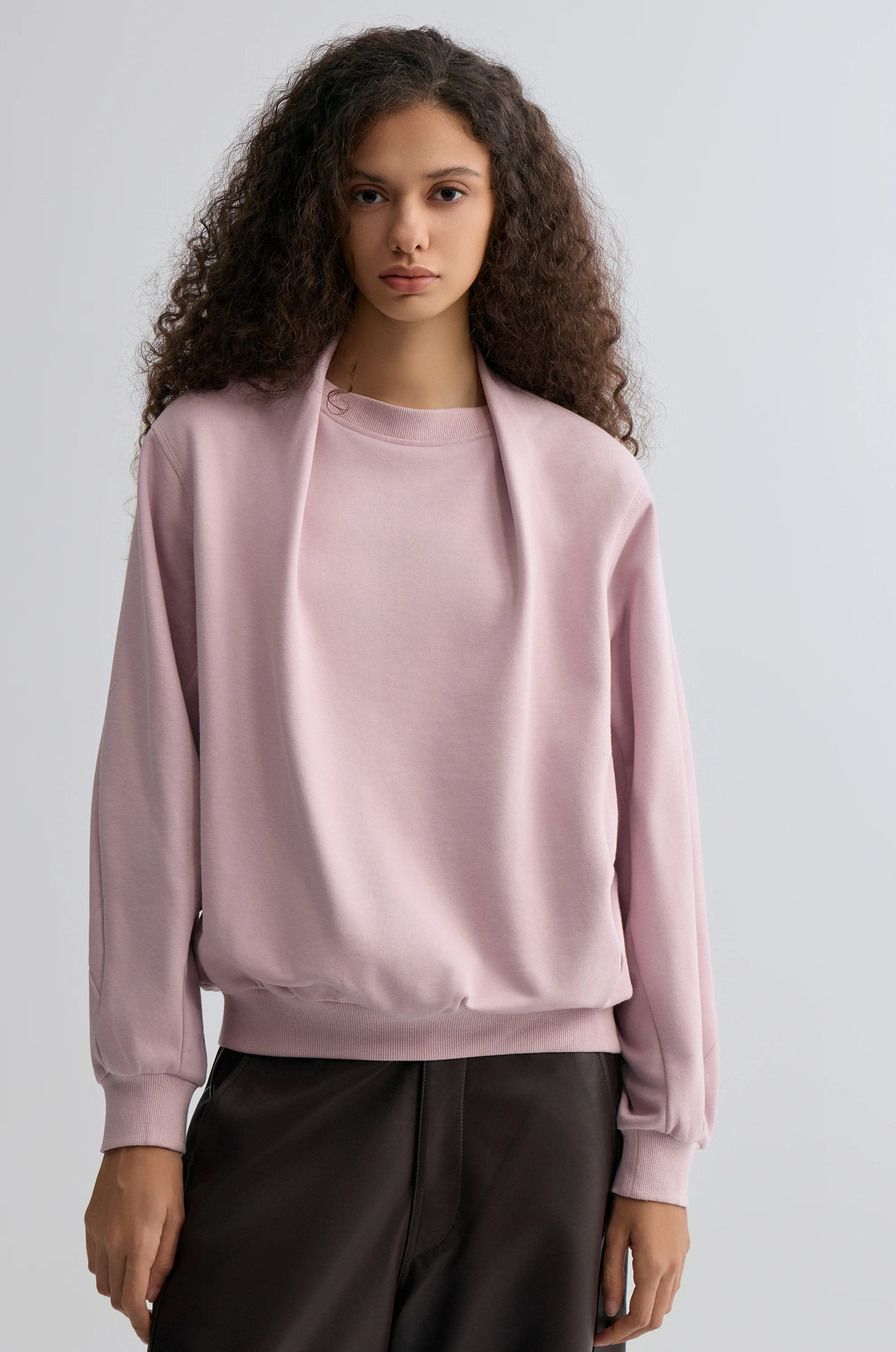 Cotton Panelled Sweater Lilac - Image 3