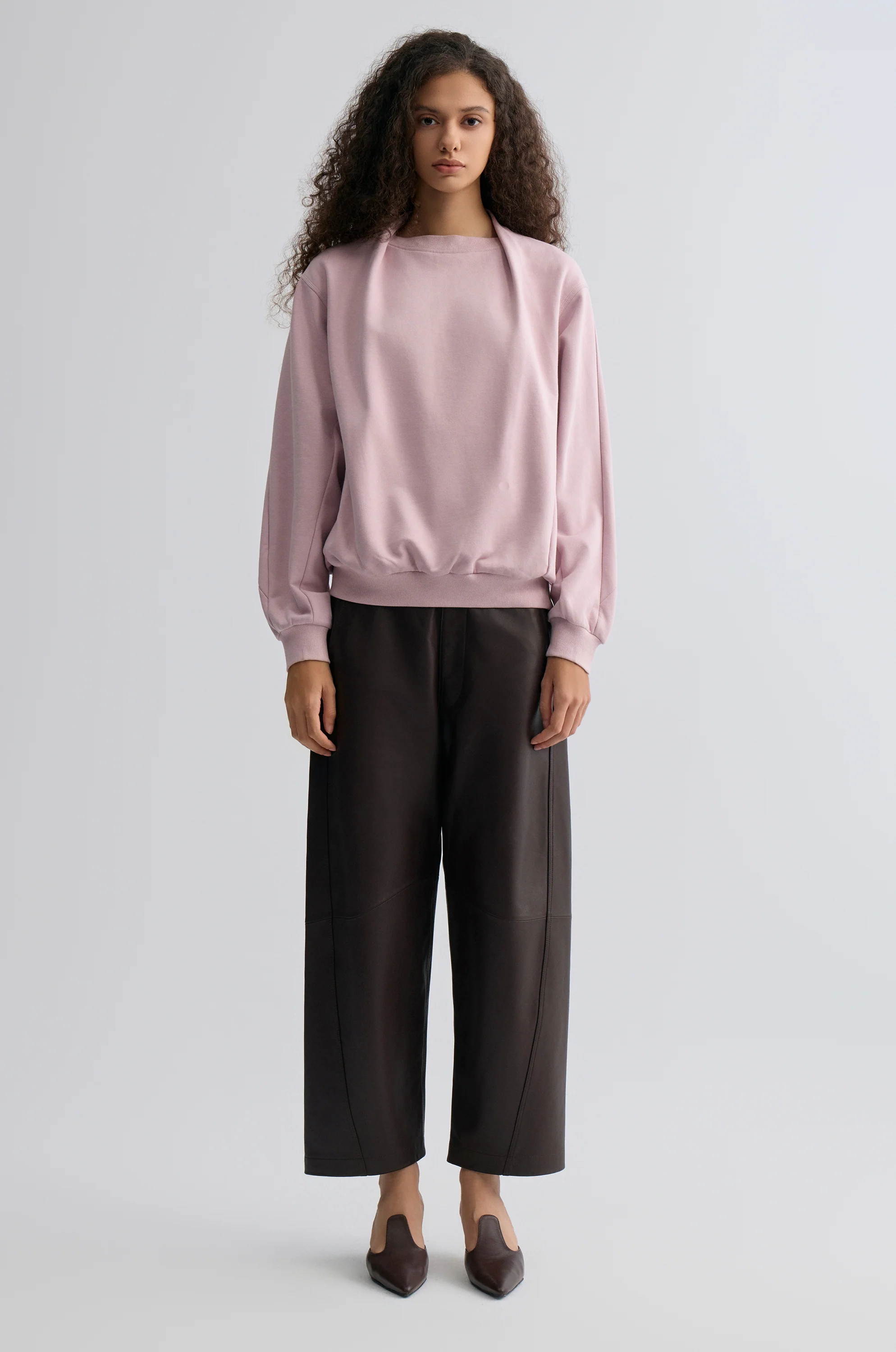 Cotton Panelled Sweater Lilac - Image 4