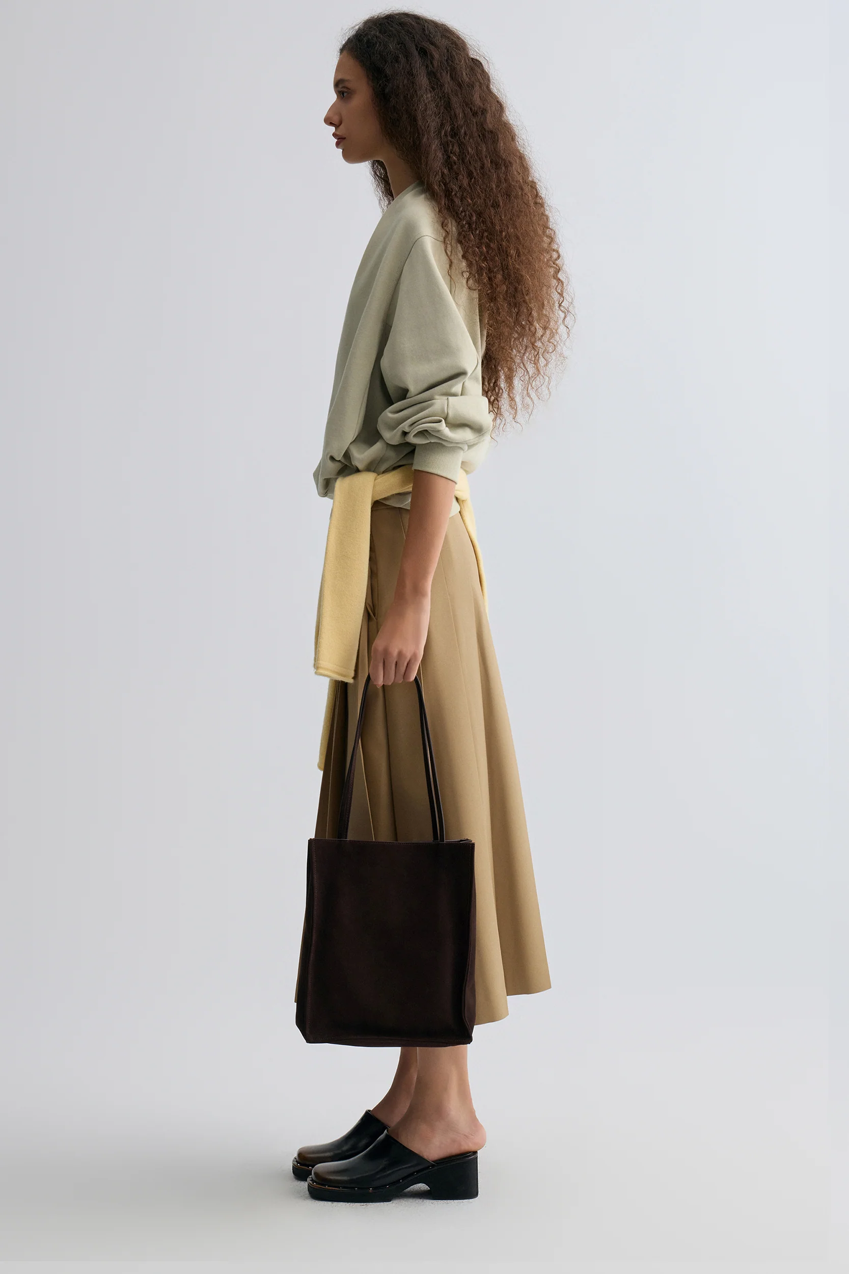 Cotton Panelled Sweater Stone Green - Image 2
