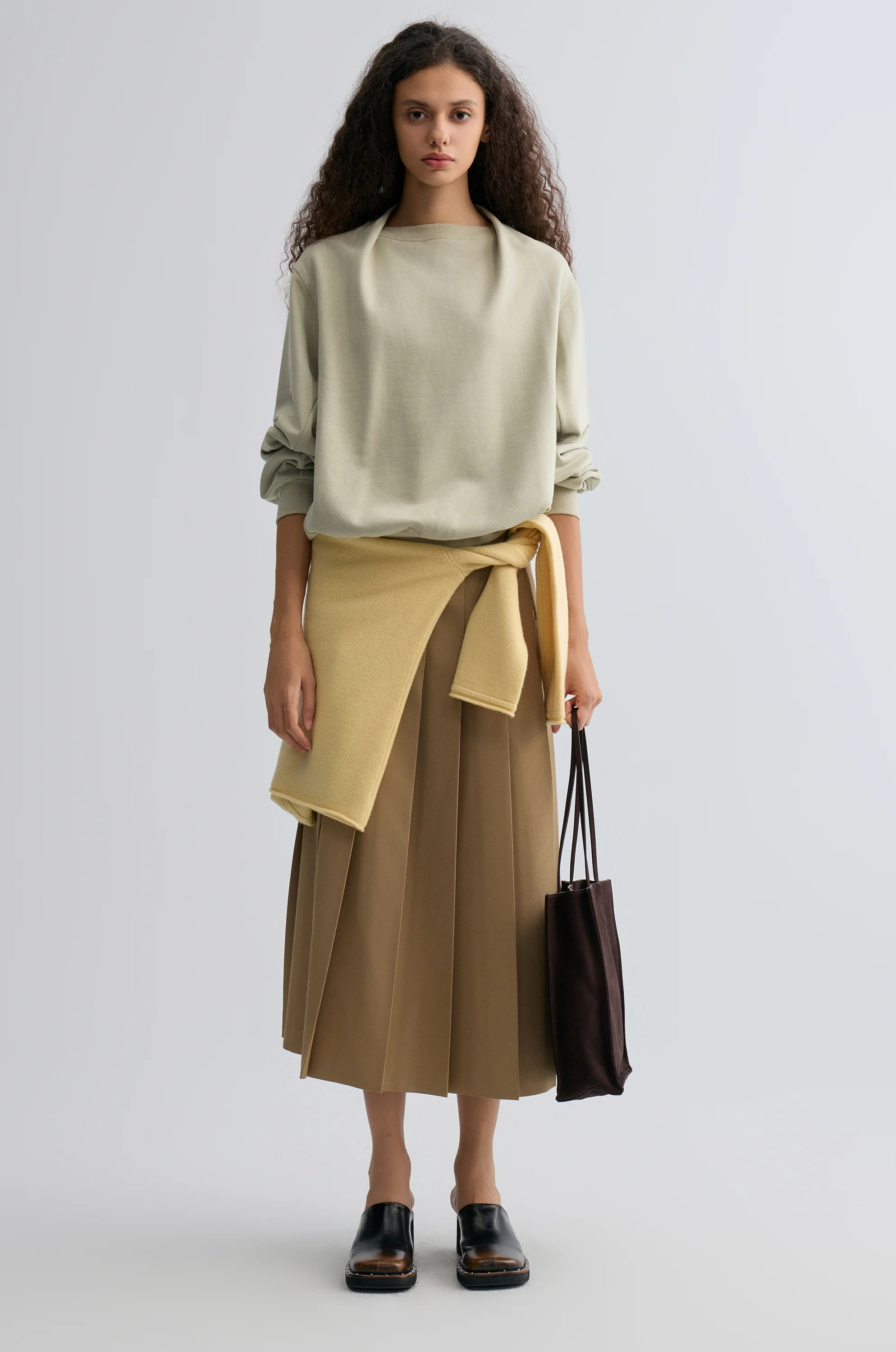 Cotton Panelled Sweater Stone Green - Image 3