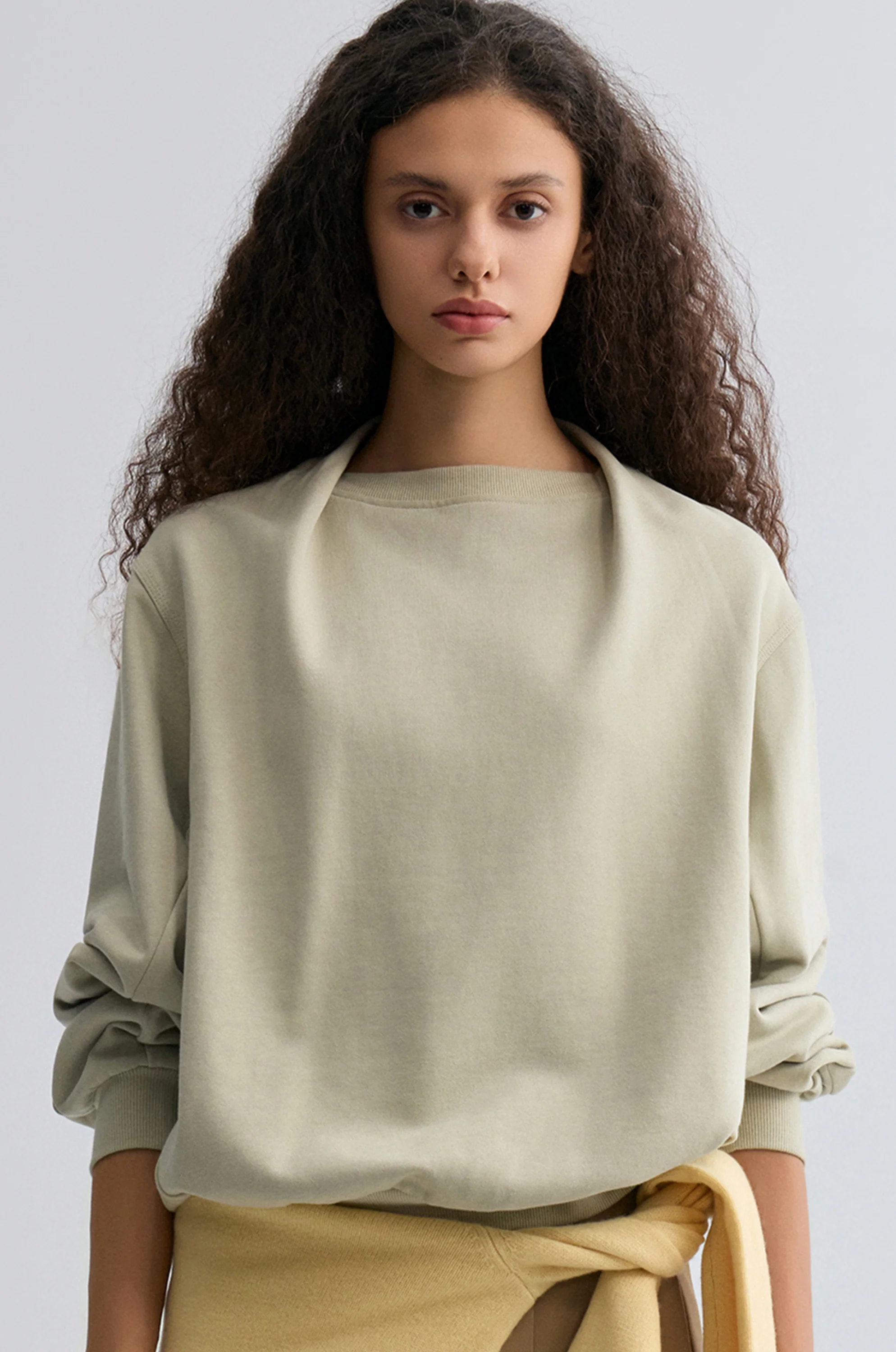 Cotton Panelled Sweater Stone Green - Image 5