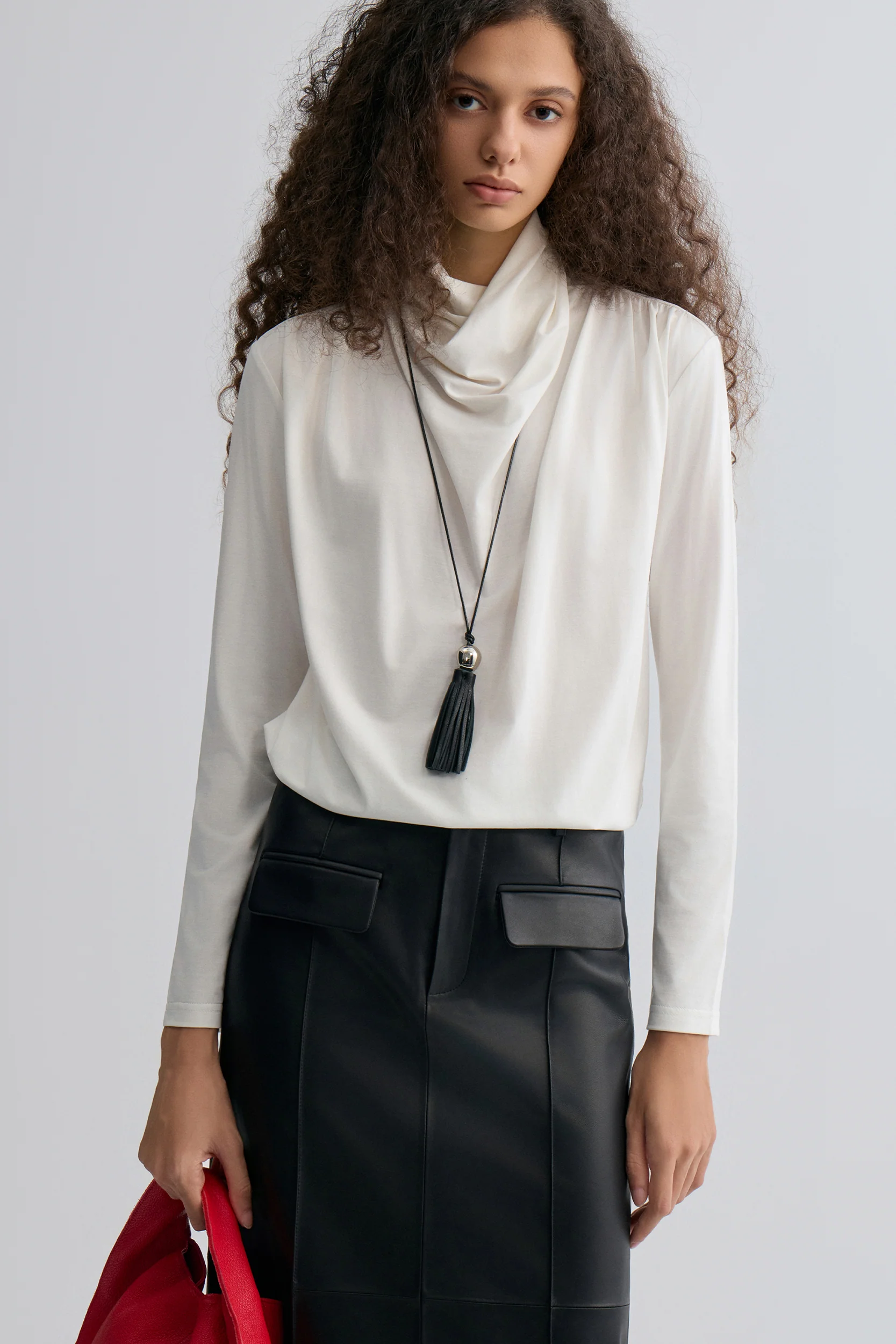 Cowl Jersey Top White - Image 2