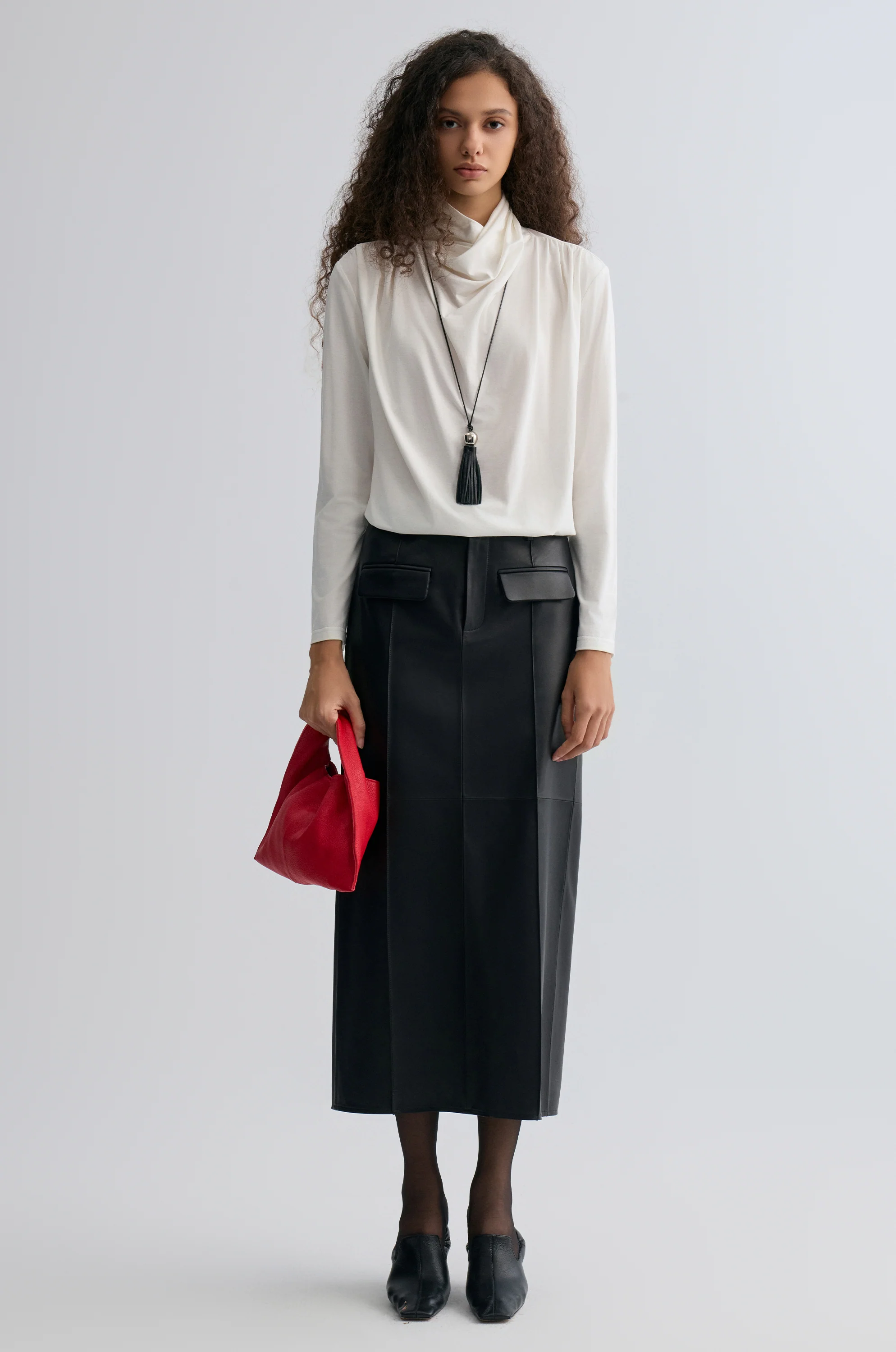 Cowl Jersey Top White - Image 3