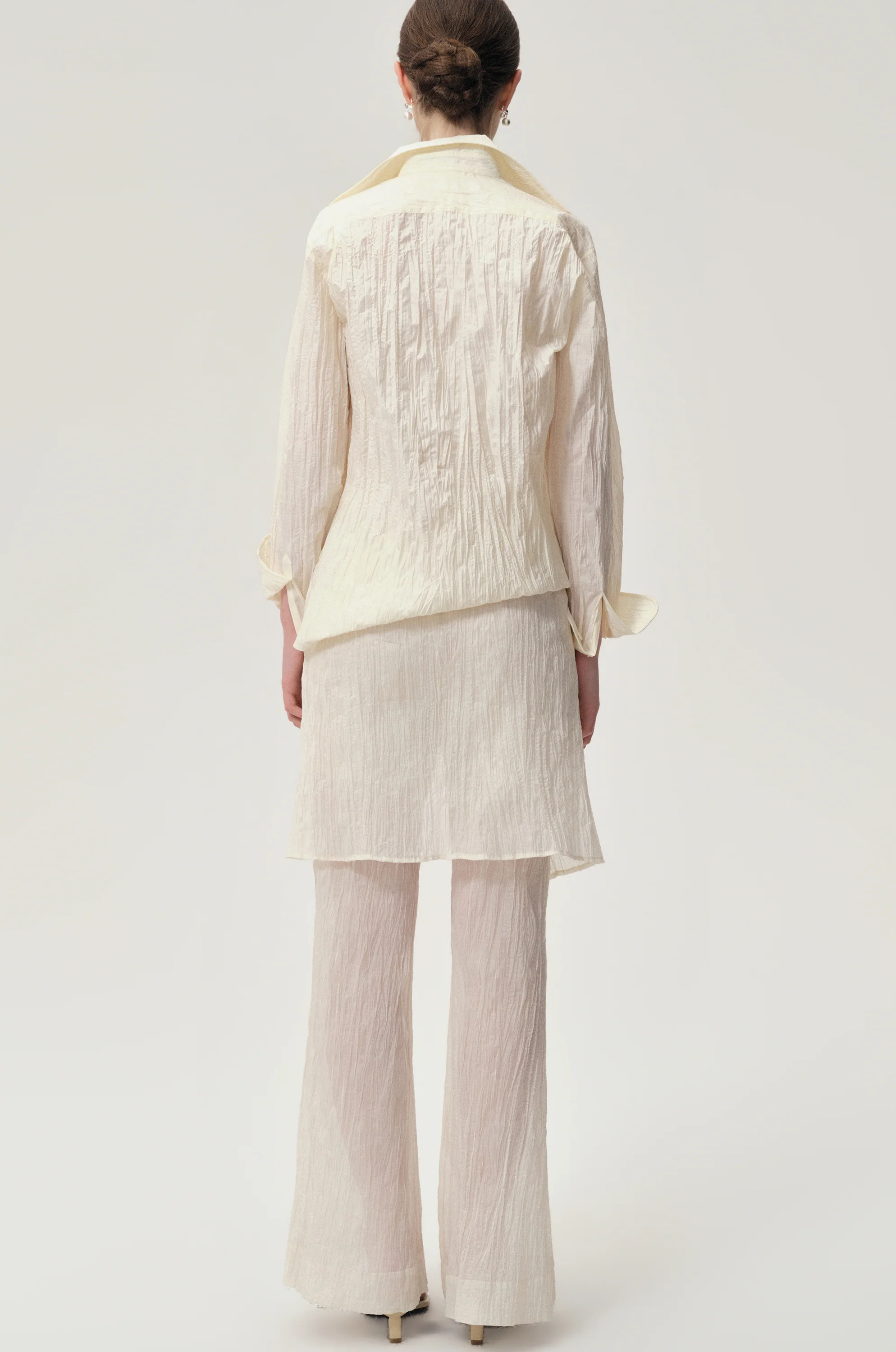 Crinkled Gauze Shirt Ecru - Image 5