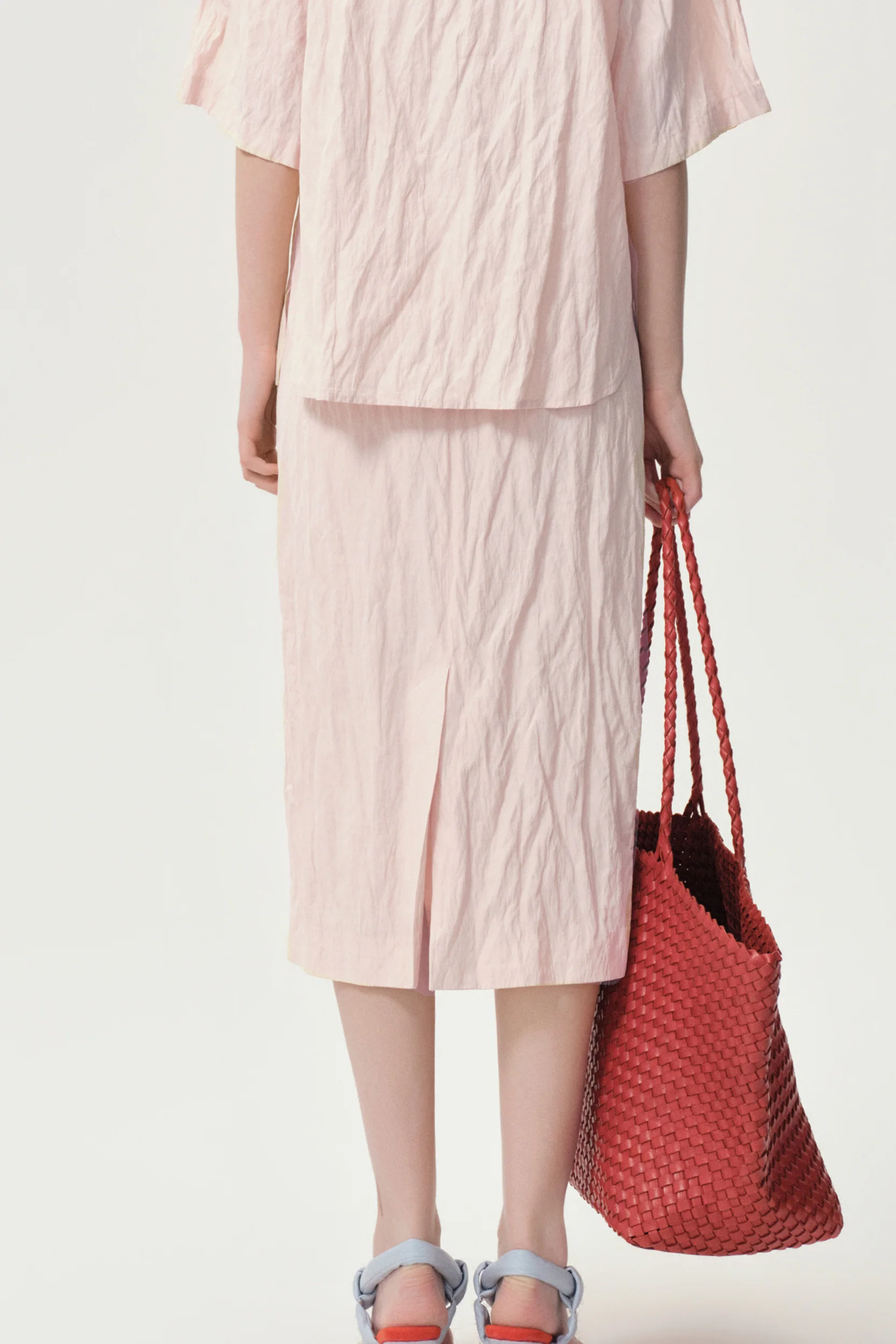 Crinkled Gauze Skirt Peach - Image 2