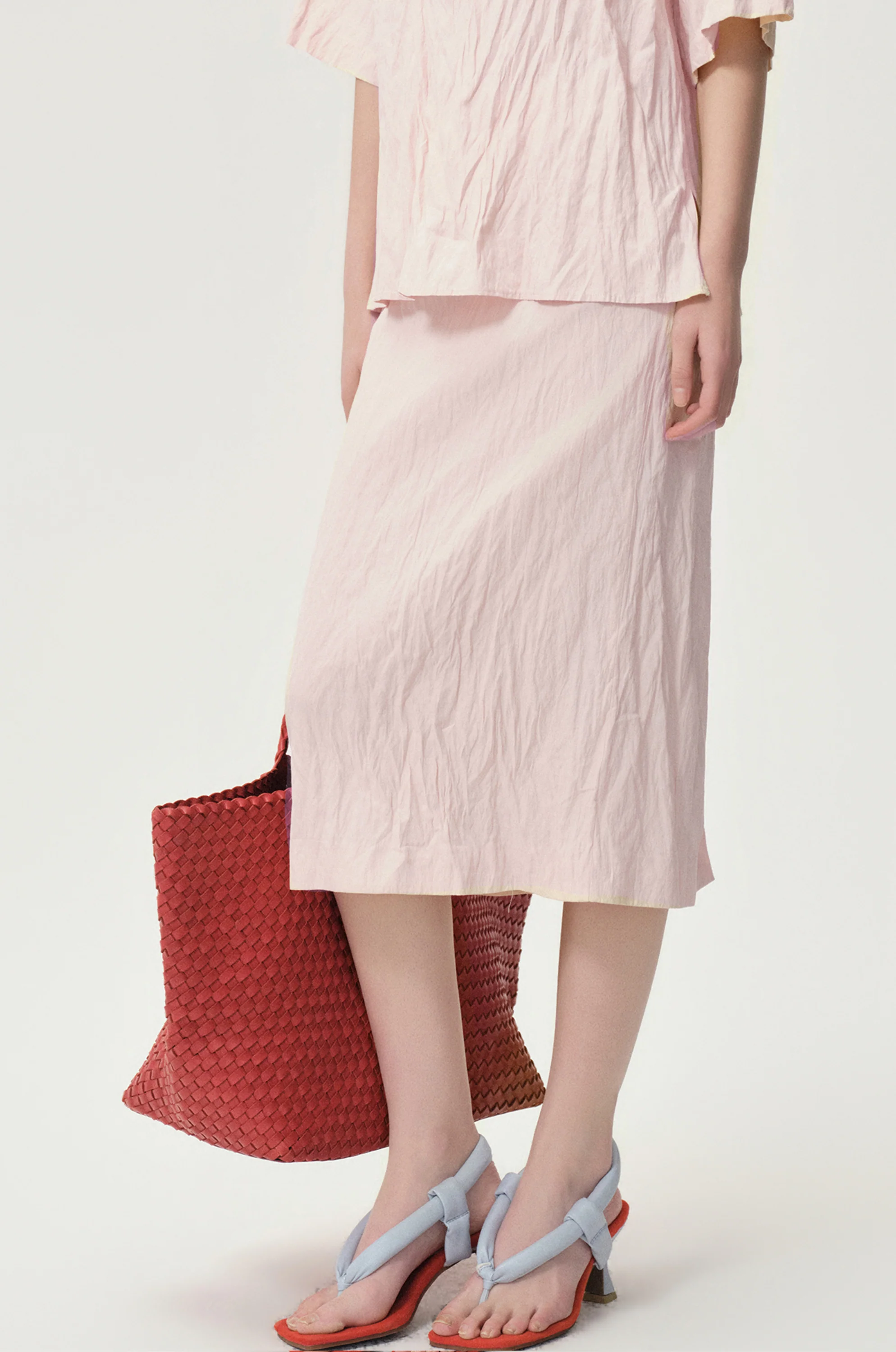 Crinkled Gauze Skirt Peach - Image 4