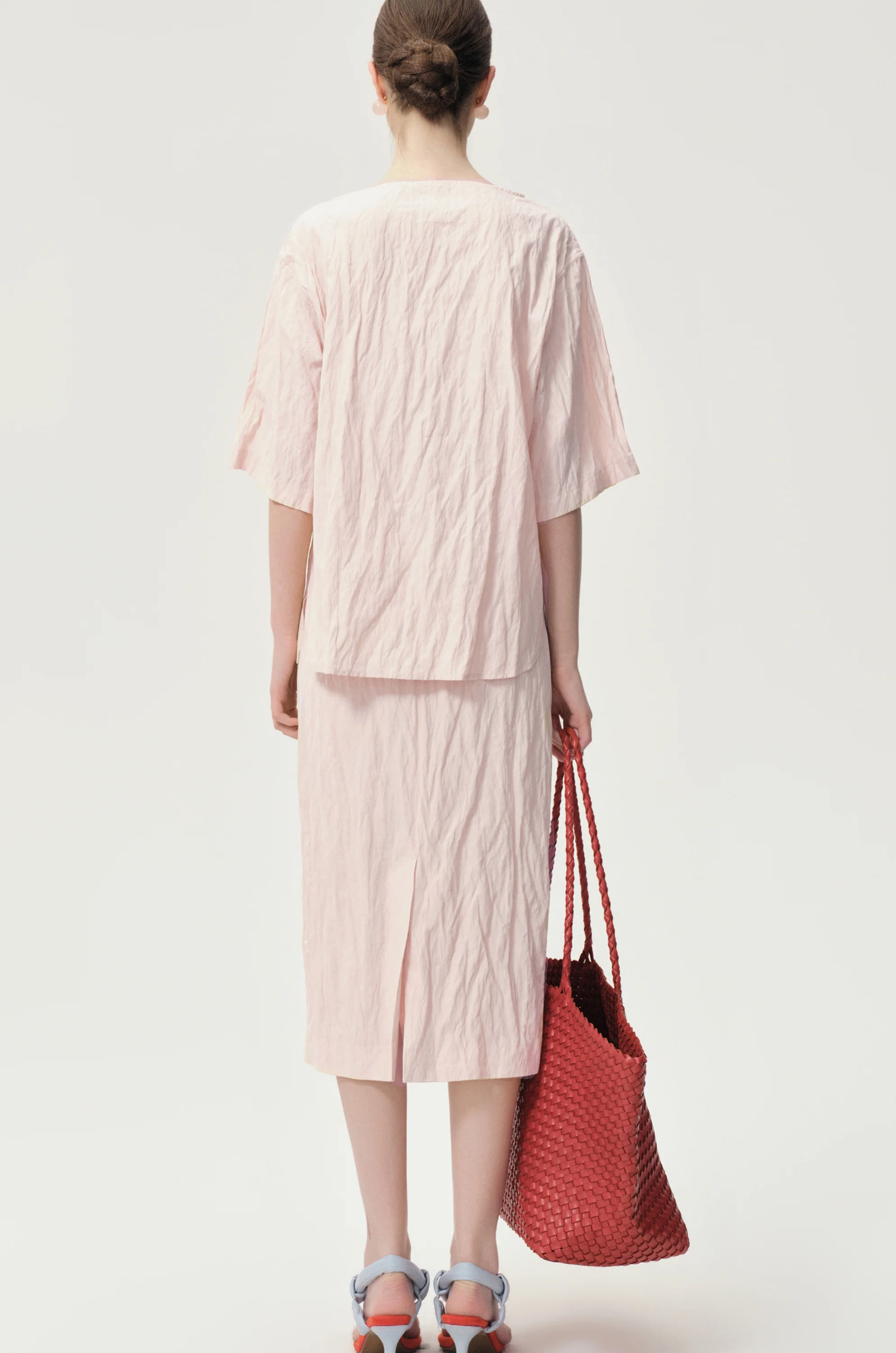 Crinkled Gauze Skirt Peach - Image 5