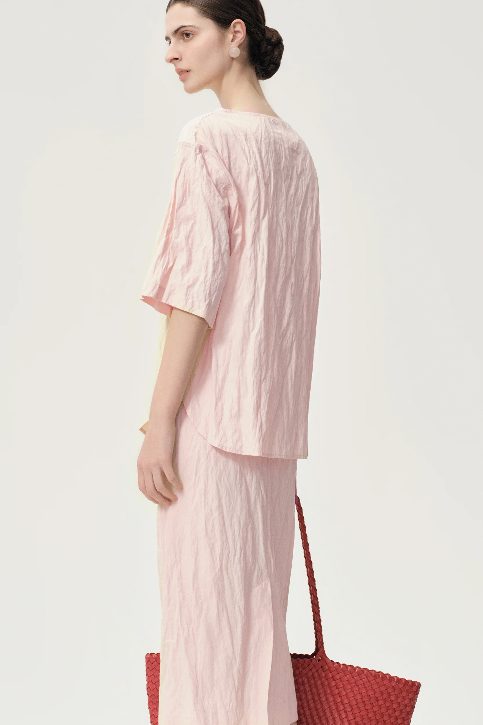 Crinkled Gauze Top Peach - Image 2