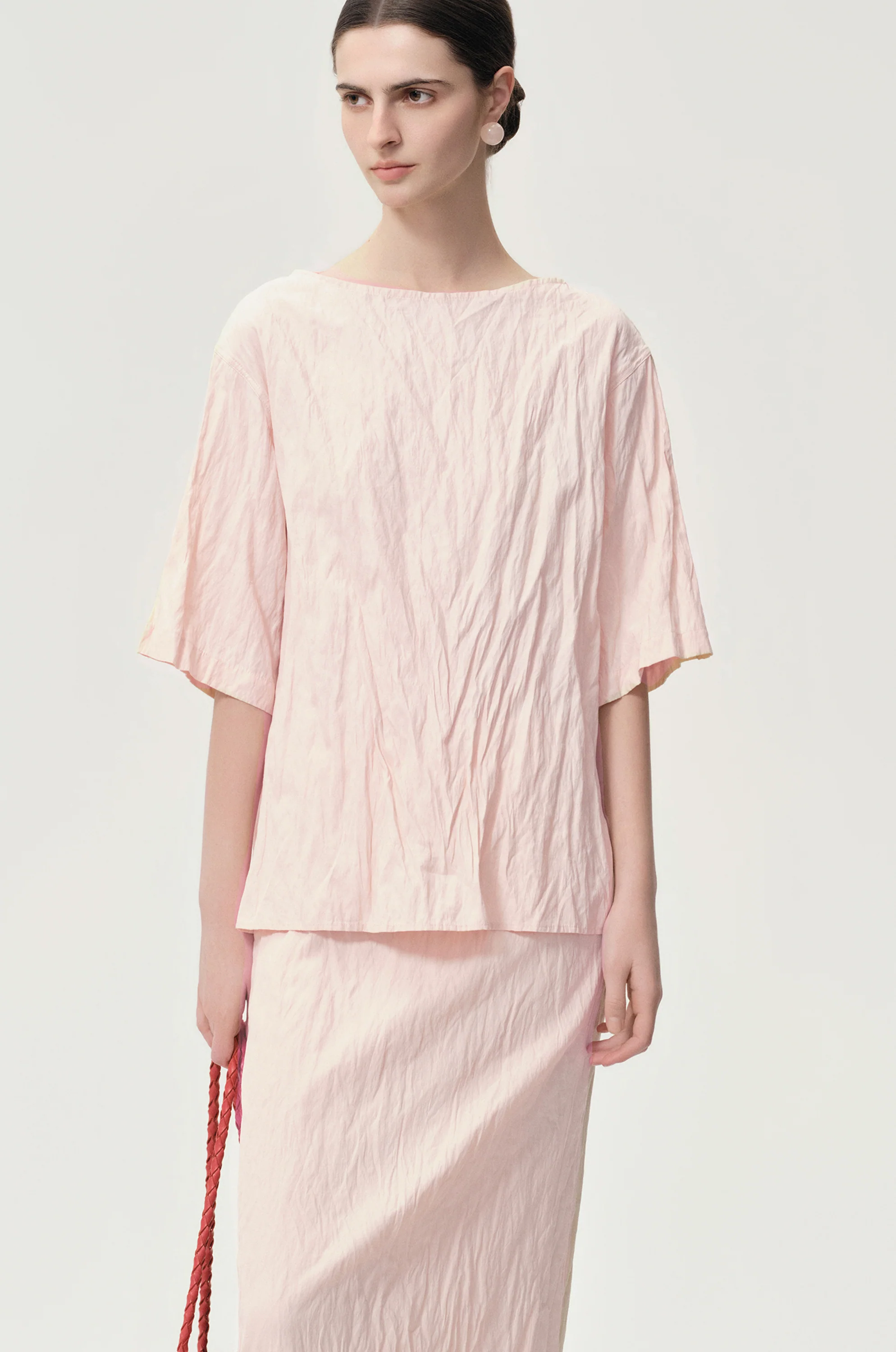 Crinkled Gauze Top Peach - Image 3