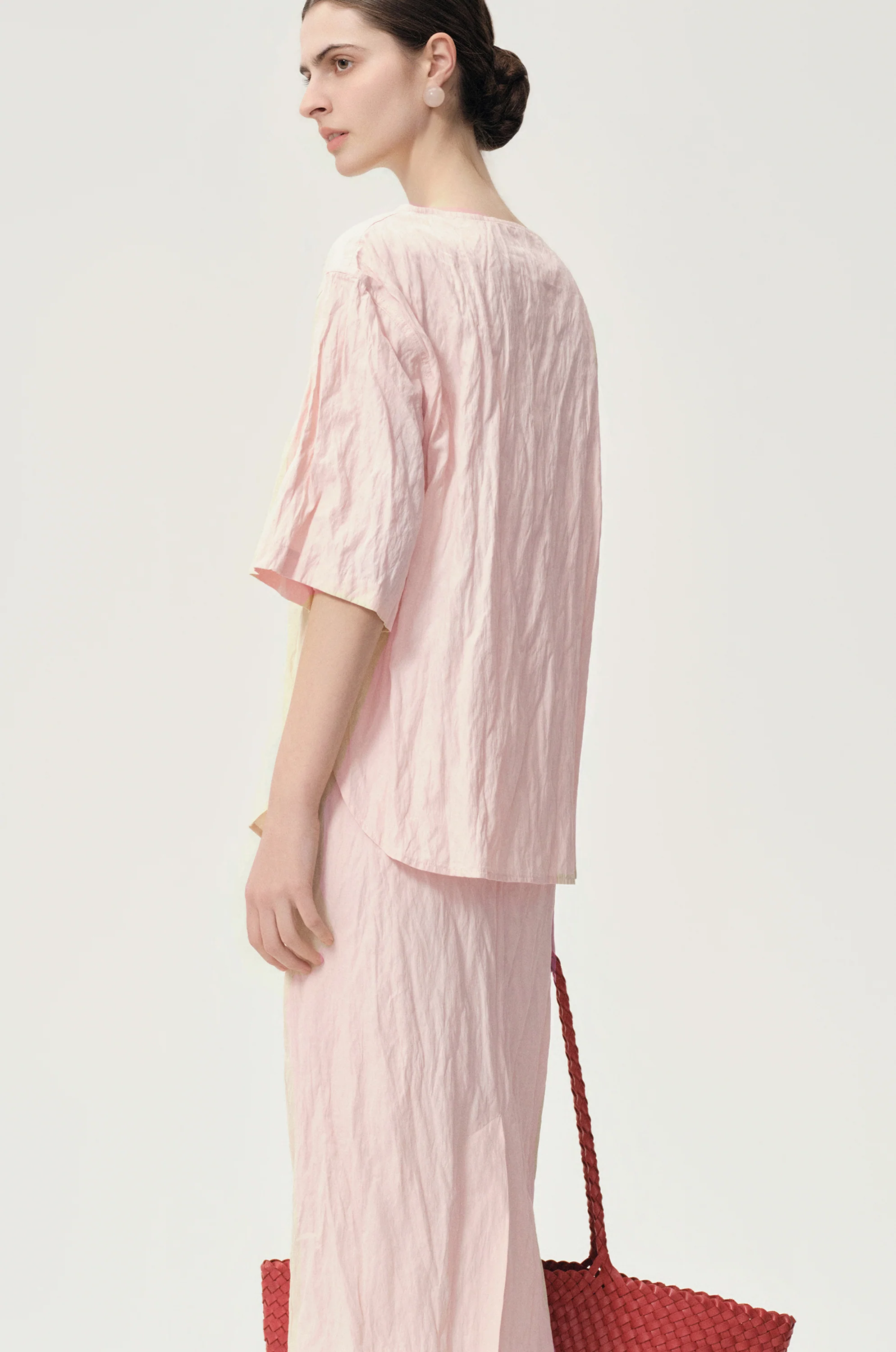 Crinkled Gauze Top Peach - Image 4